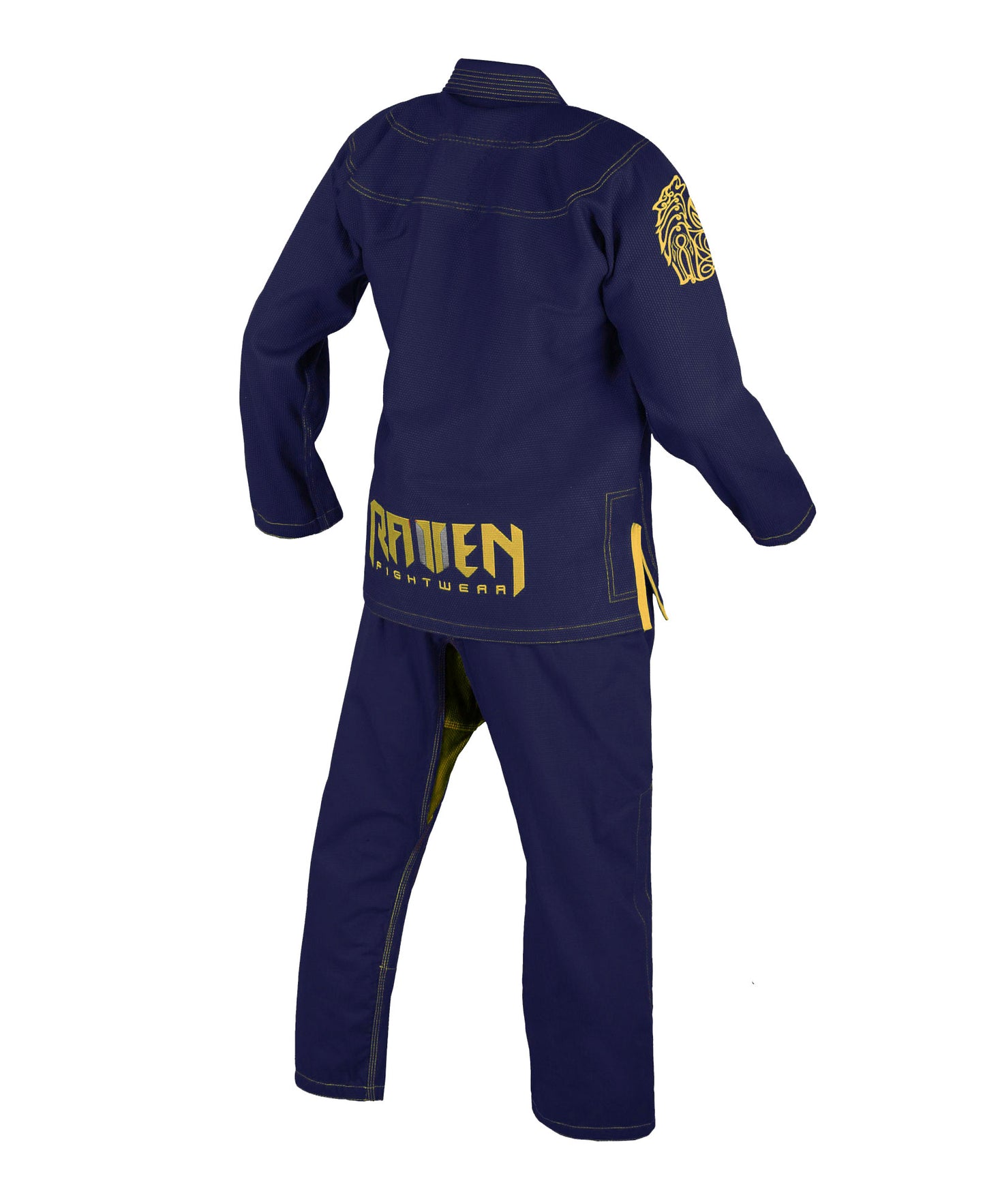 Raven Fightwear Men's Ulfhedinn Nordic Wolf Brazilian Jiu Jitsu Uniform Premium BJJ Gi Navy Blue