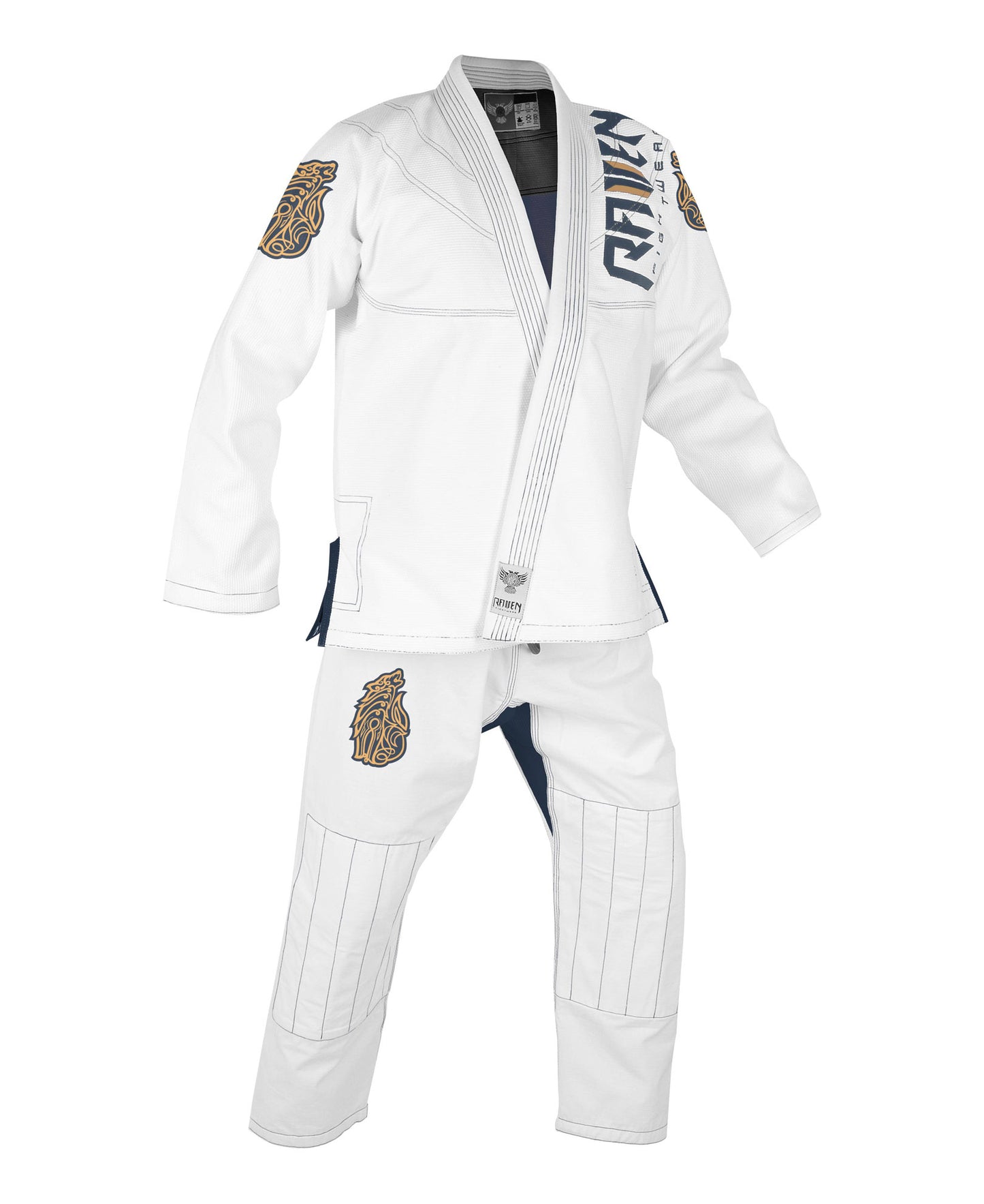Raven Fightwear Men's Ulfhedinn Nordic Wolf Brazilian Jiu Jitsu Uniform BJJ Gi White