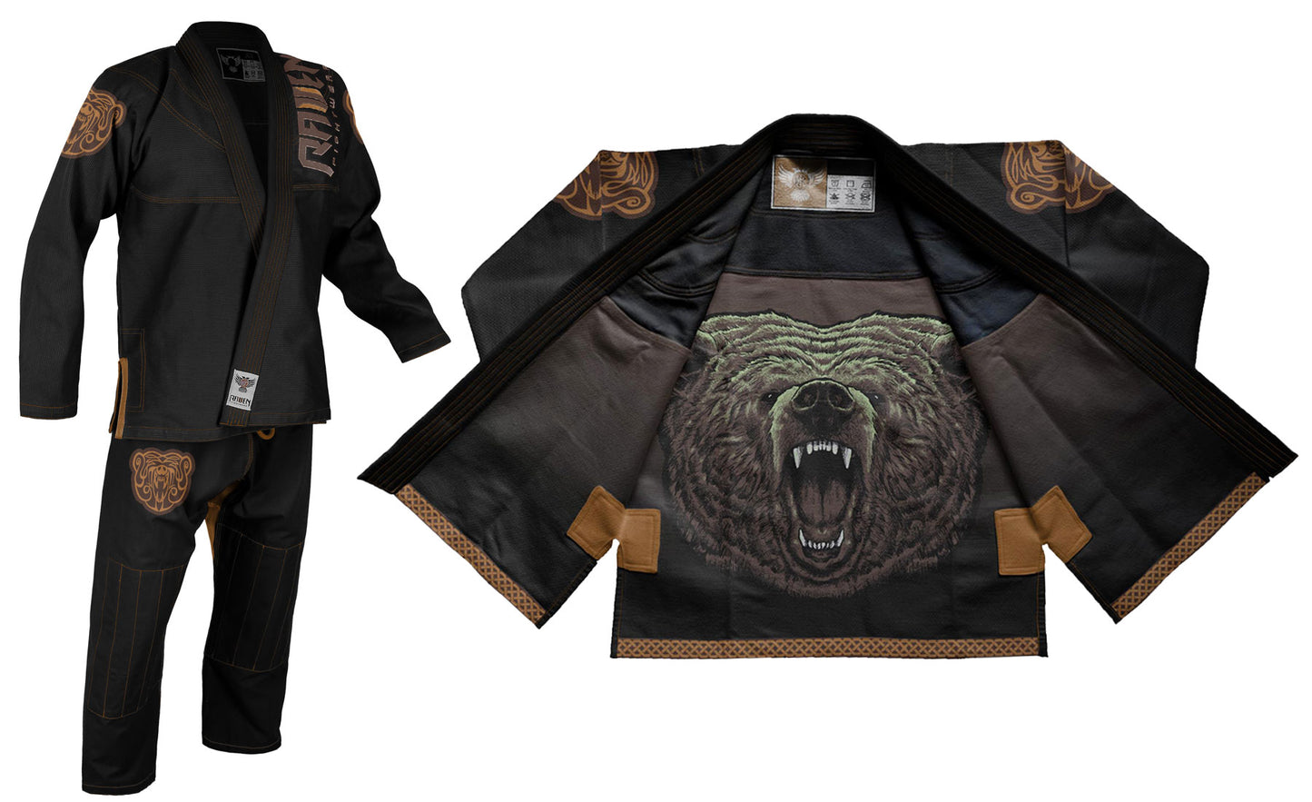 Raven Fightwear Men's Berserker Nordic Bear Brazilian Jiu Jitsu Uniform BJJ Gi Black