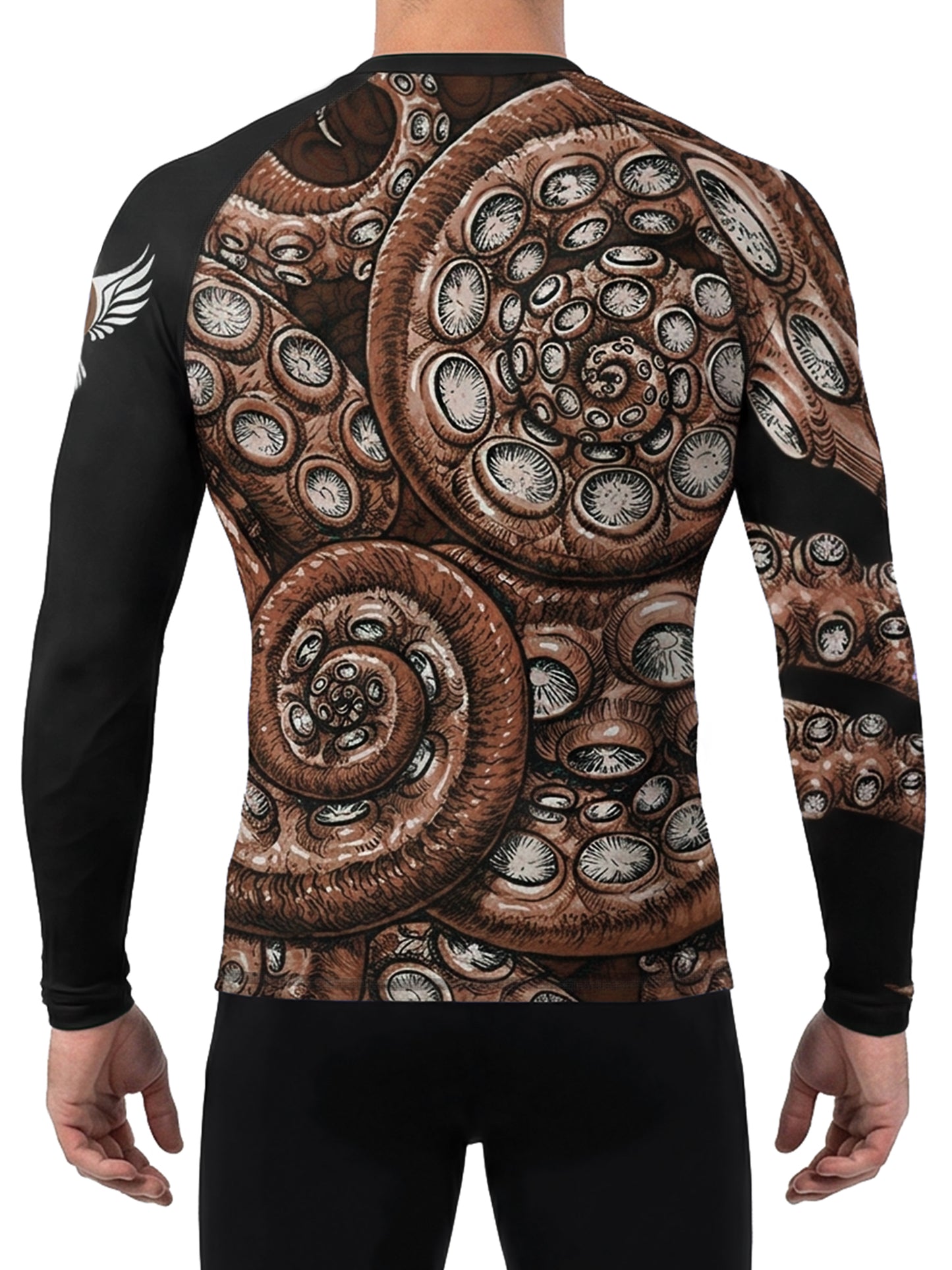 Raven Fightwear Men's Kraken Octopus IBJJF Approved Rash Guard Brown