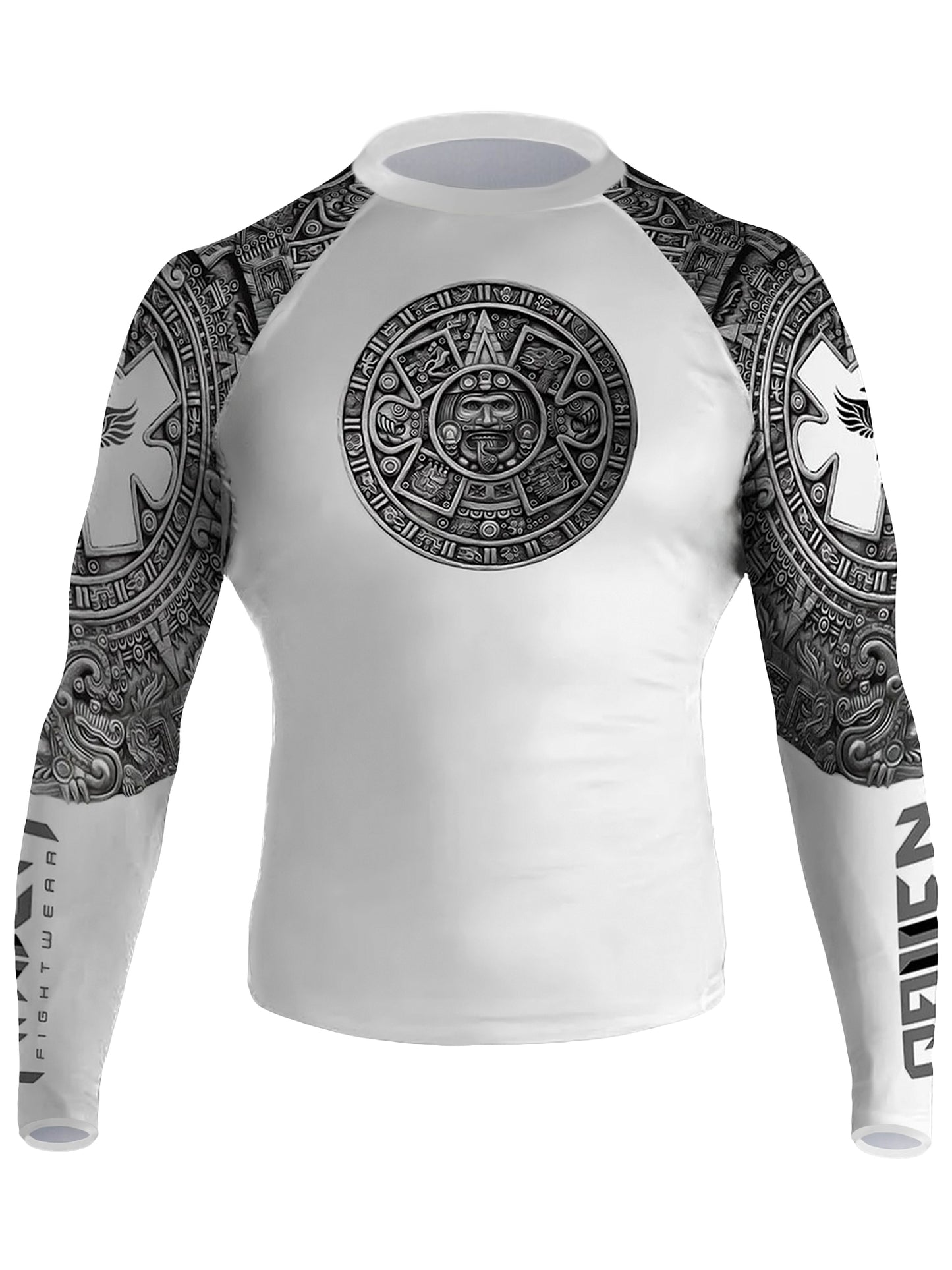 Raven Fightwear Men's Aztec Ranked Rash Guard MMA BJJ White