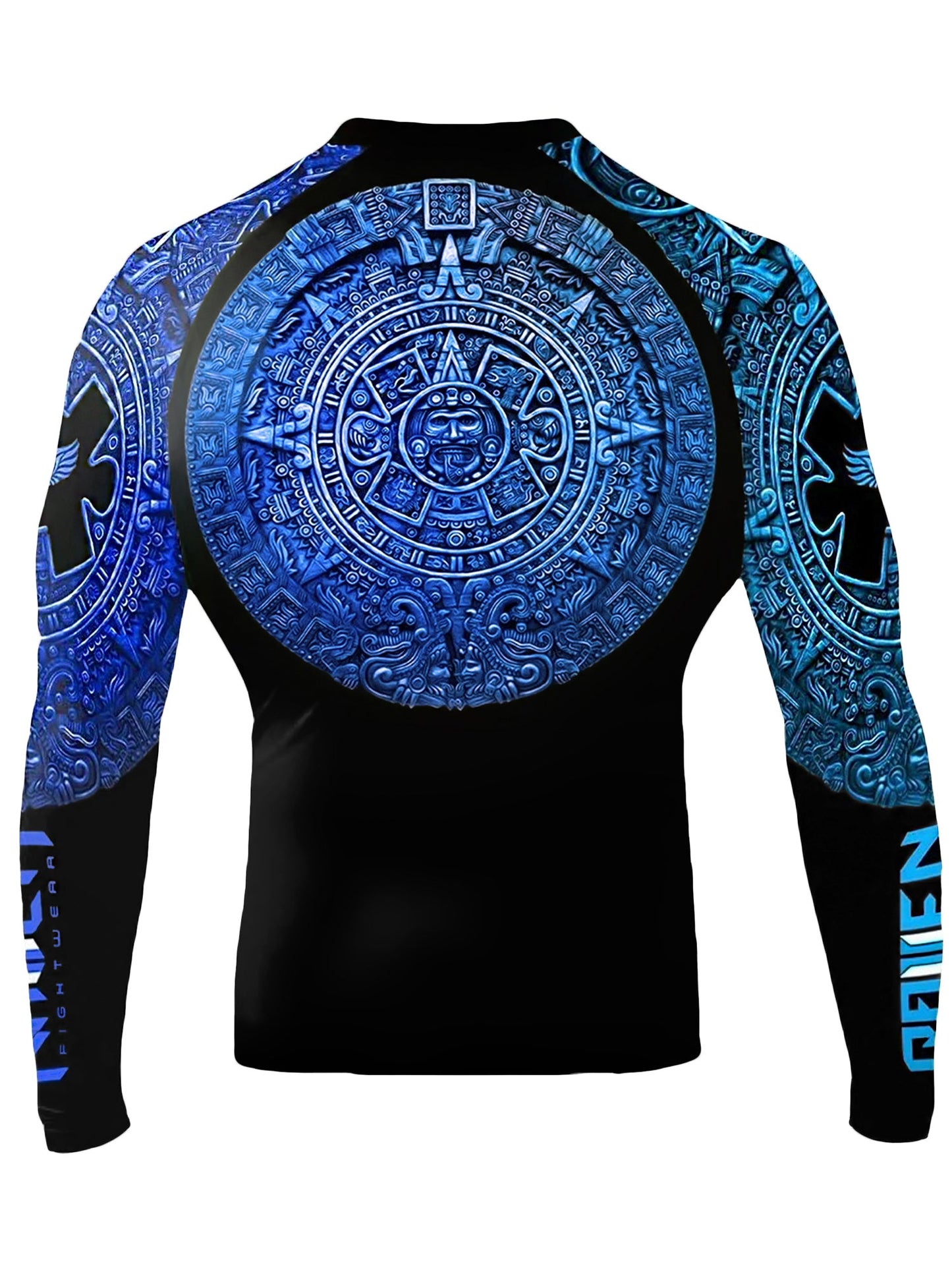 Raven Fightwear Men's Aztec Ranked Rash Guard MMA BJJ Blue