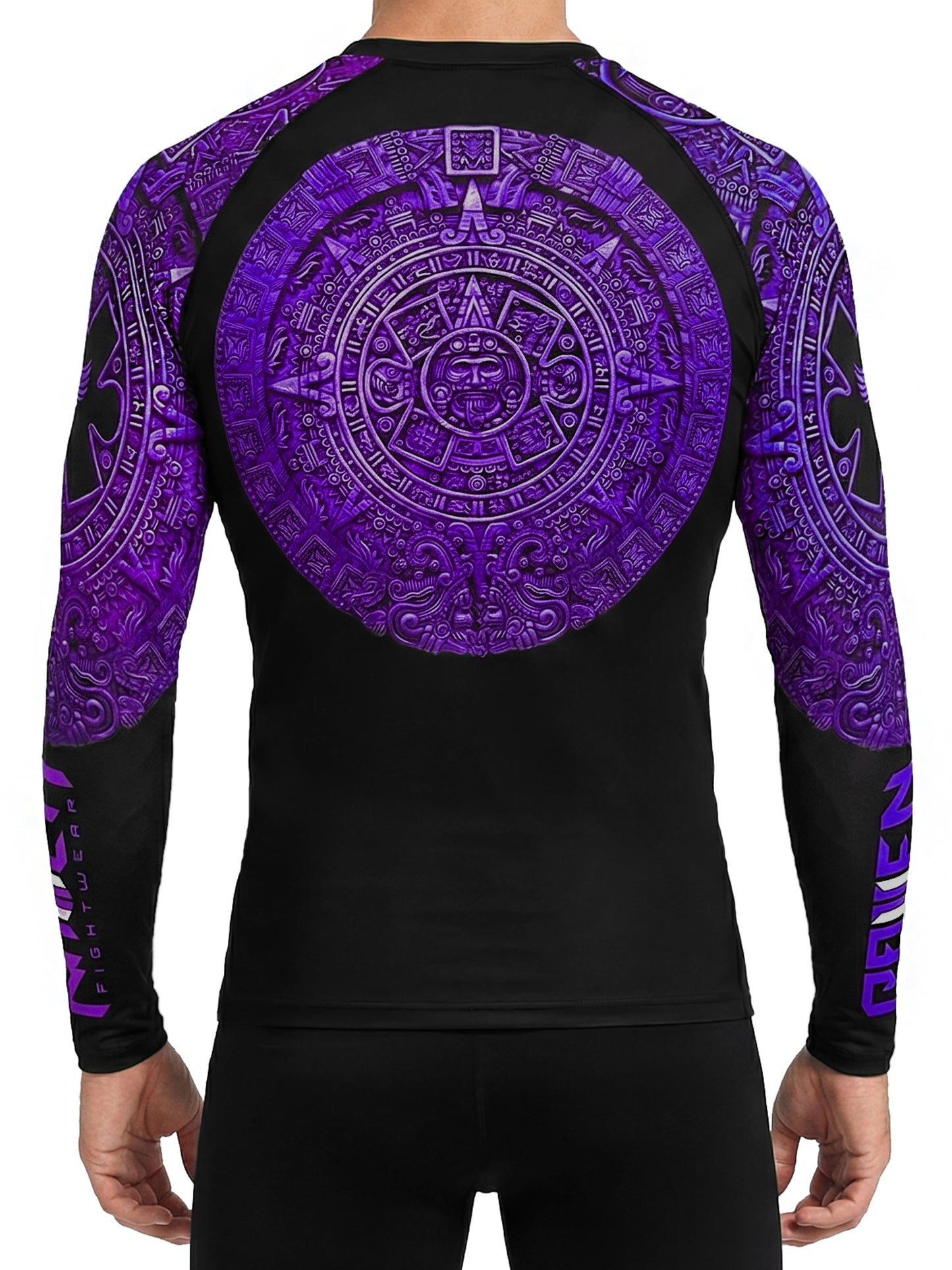 Raven Fightwear Men's Aztec Ranked Rash Guard MMA BJJ Purple