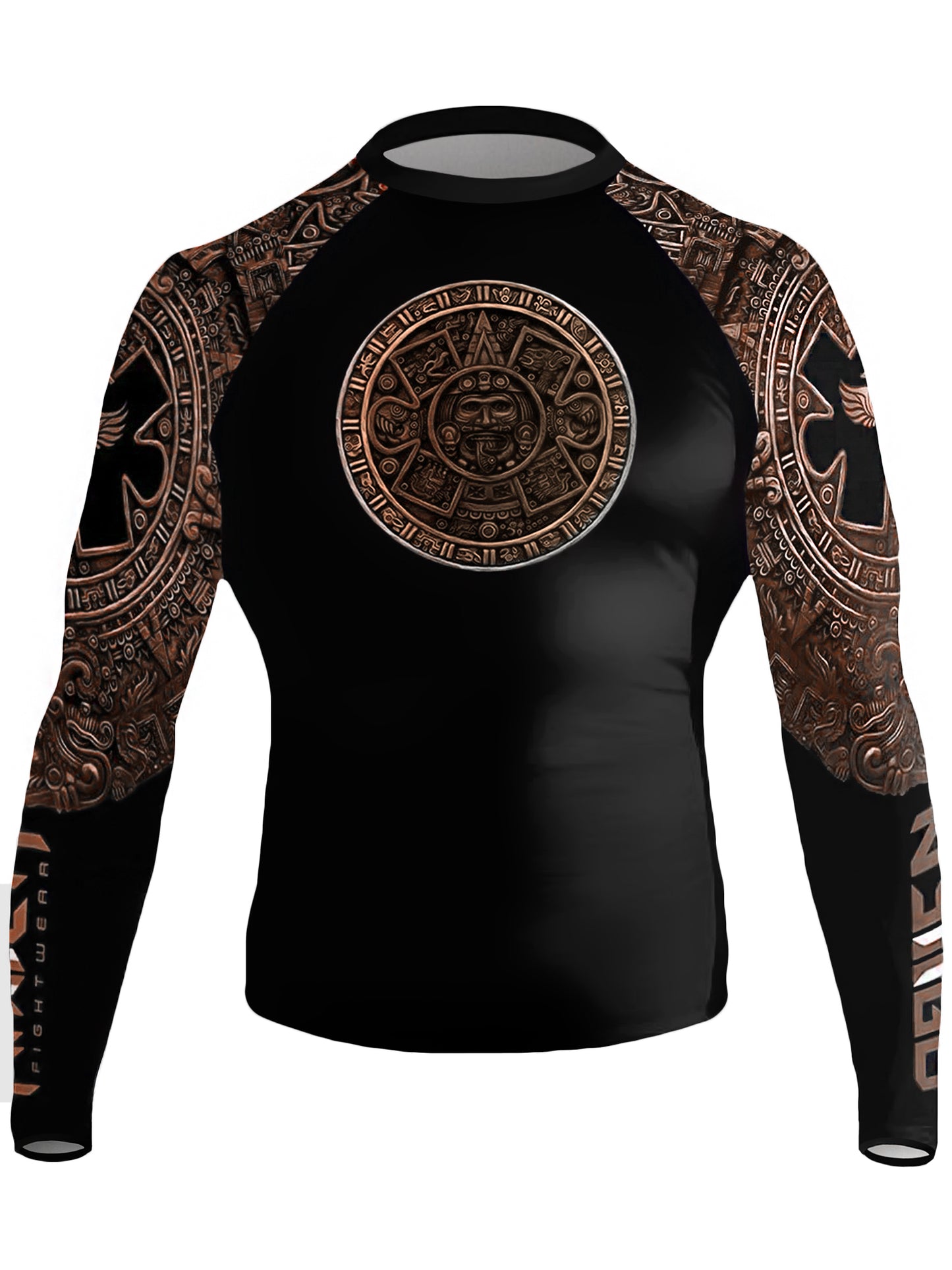 Raven Fightwear Men's Aztec Ranked Rash Guard MMA BJJ Brown
