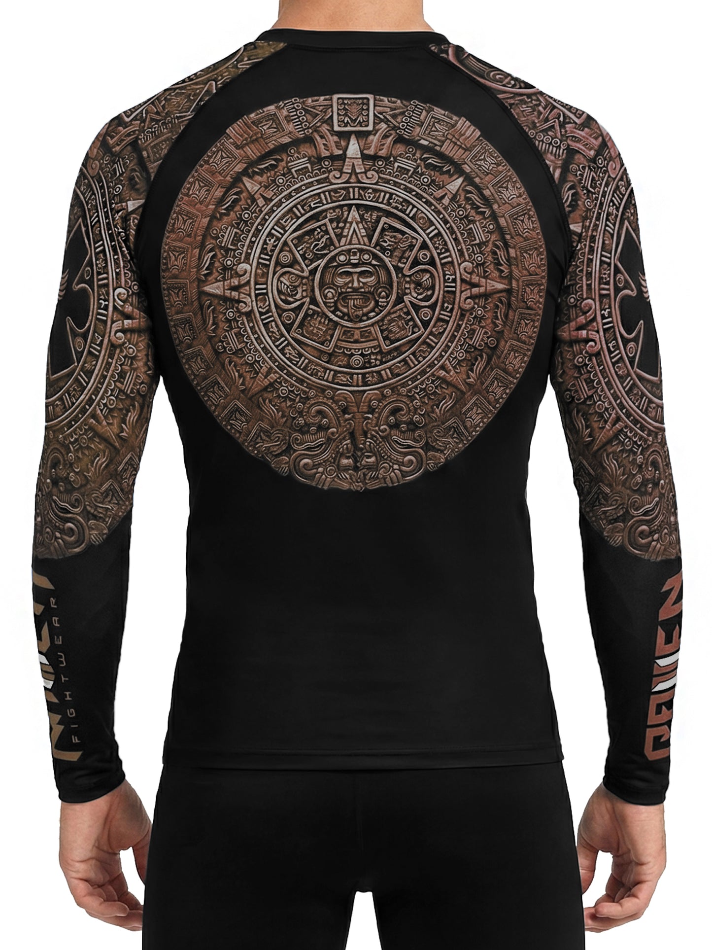 Raven Fightwear Men's Aztec Ranked Rash Guard MMA BJJ Brown