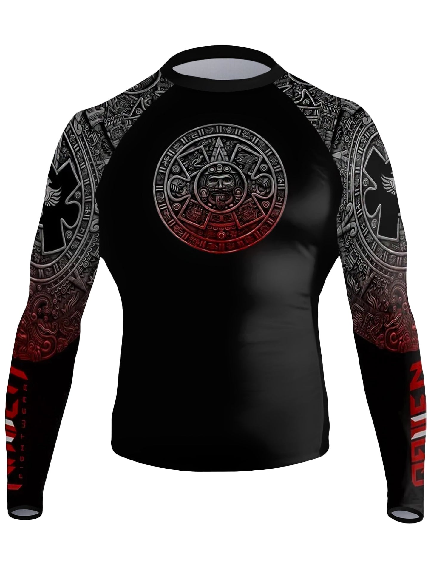 Raven Fightwear Men's Aztec Ranked Rash Guard MMA BJJ Black