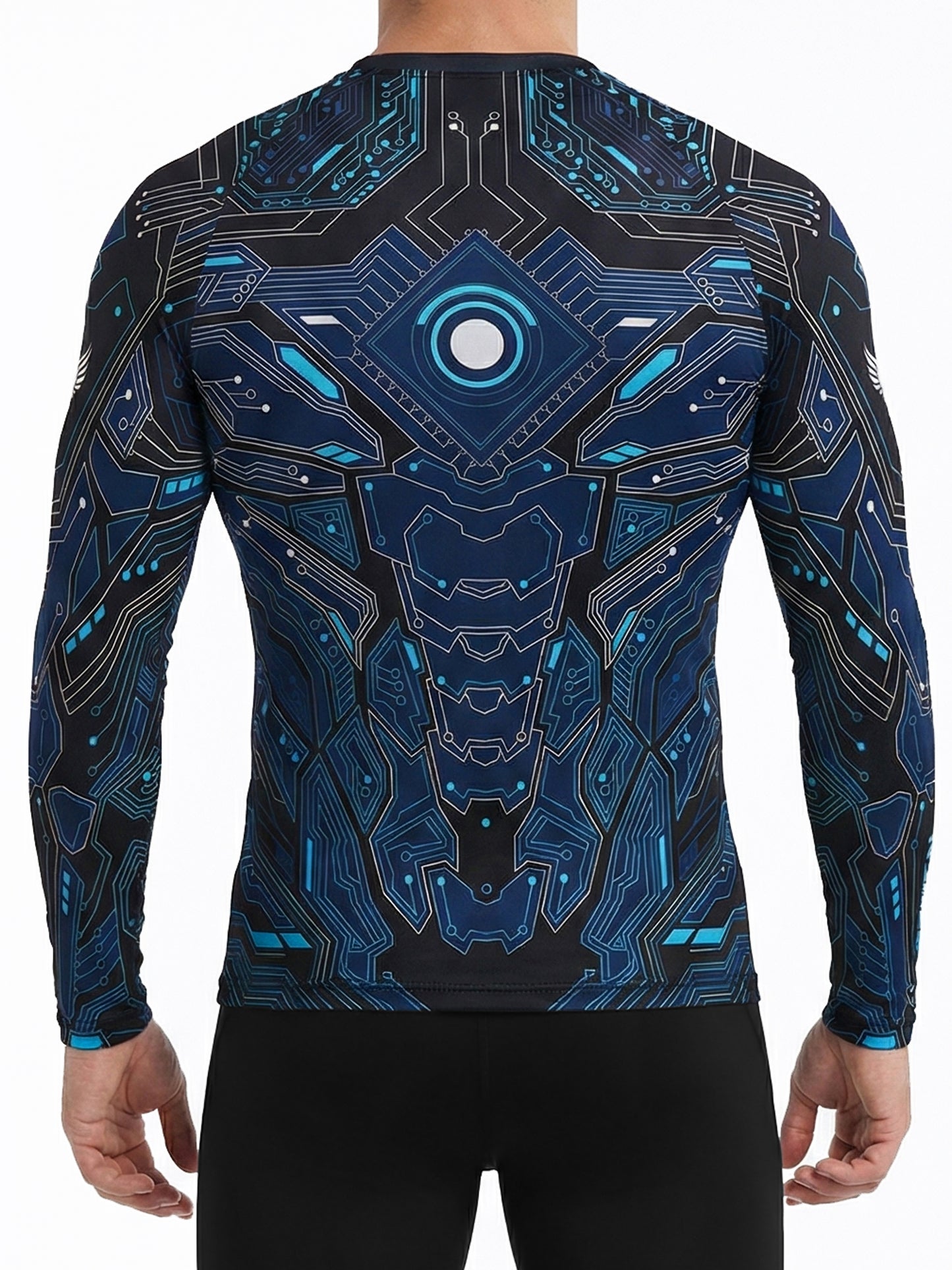 Raven Fightwear Men's Cybernetic Rash Guard MMA BJJ Blue