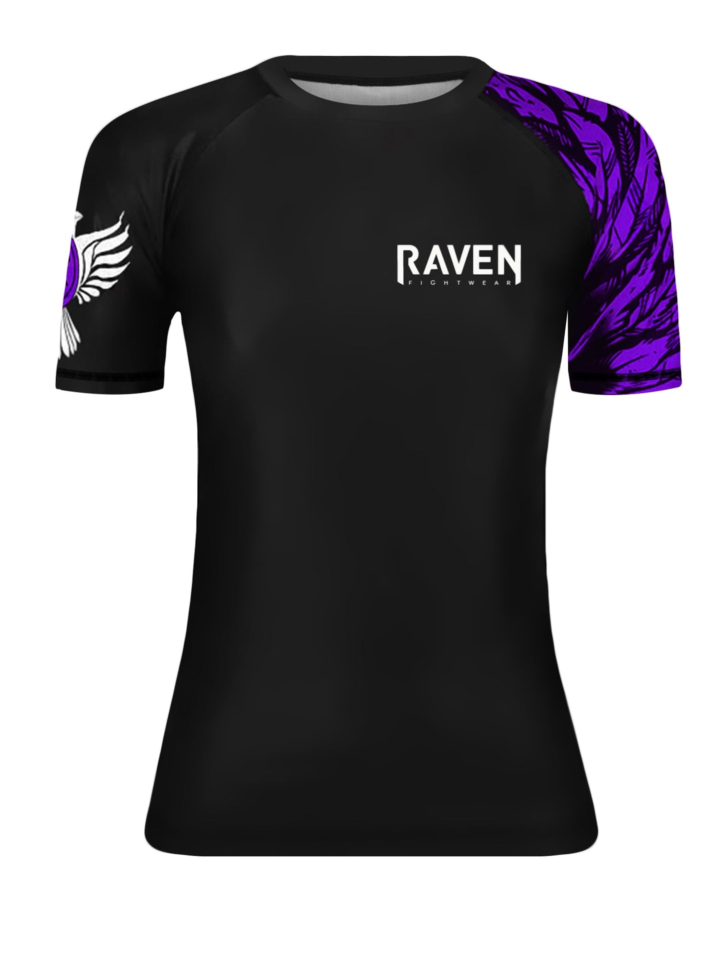Raven Fightwear Women's Aerial Assault MMA BJJ Short Sleeve Rash Guard Black/Purple