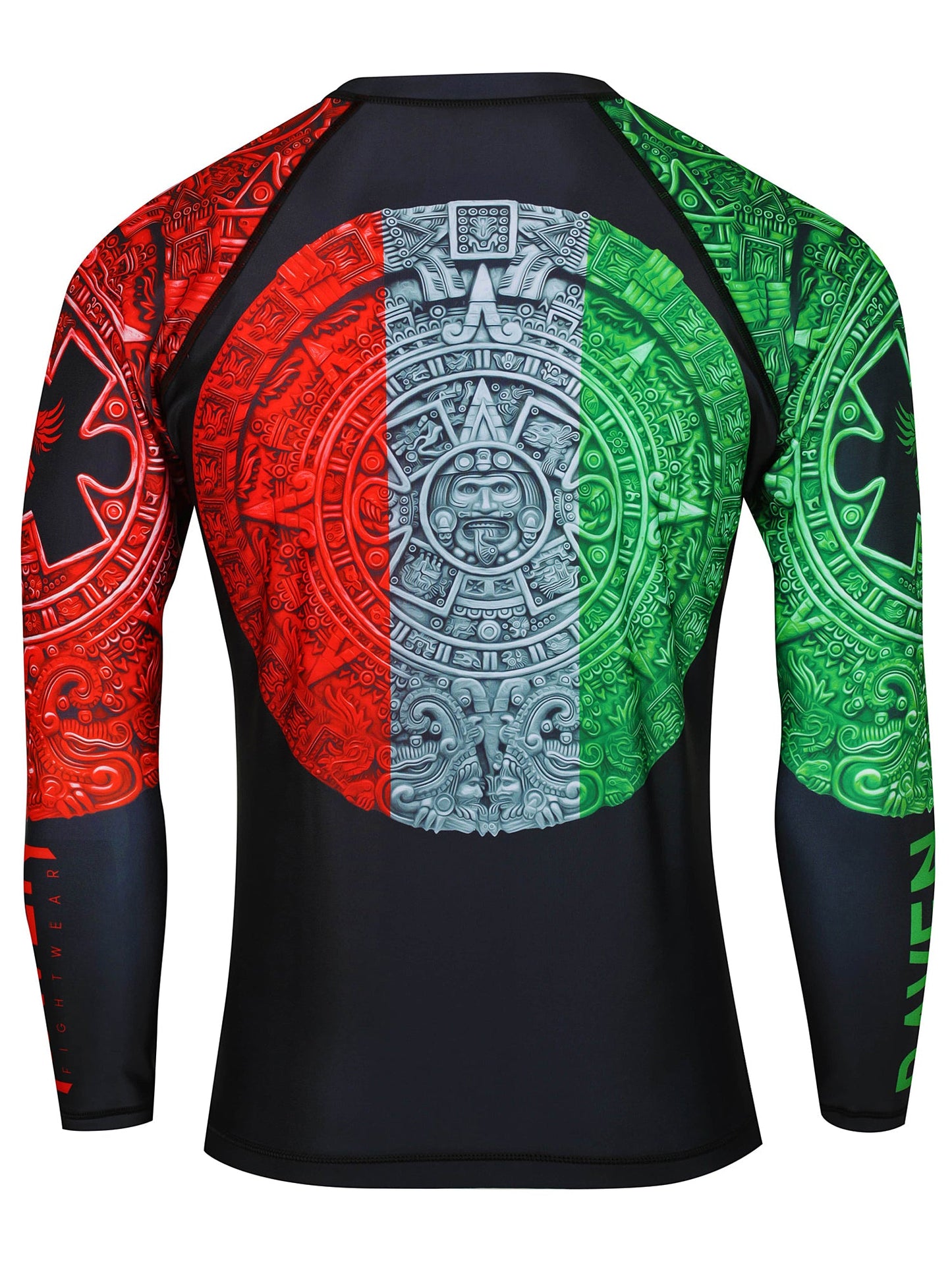 Raven Fightwear Men's Aztec BJJ Rash Guard MMA Red/White/Green