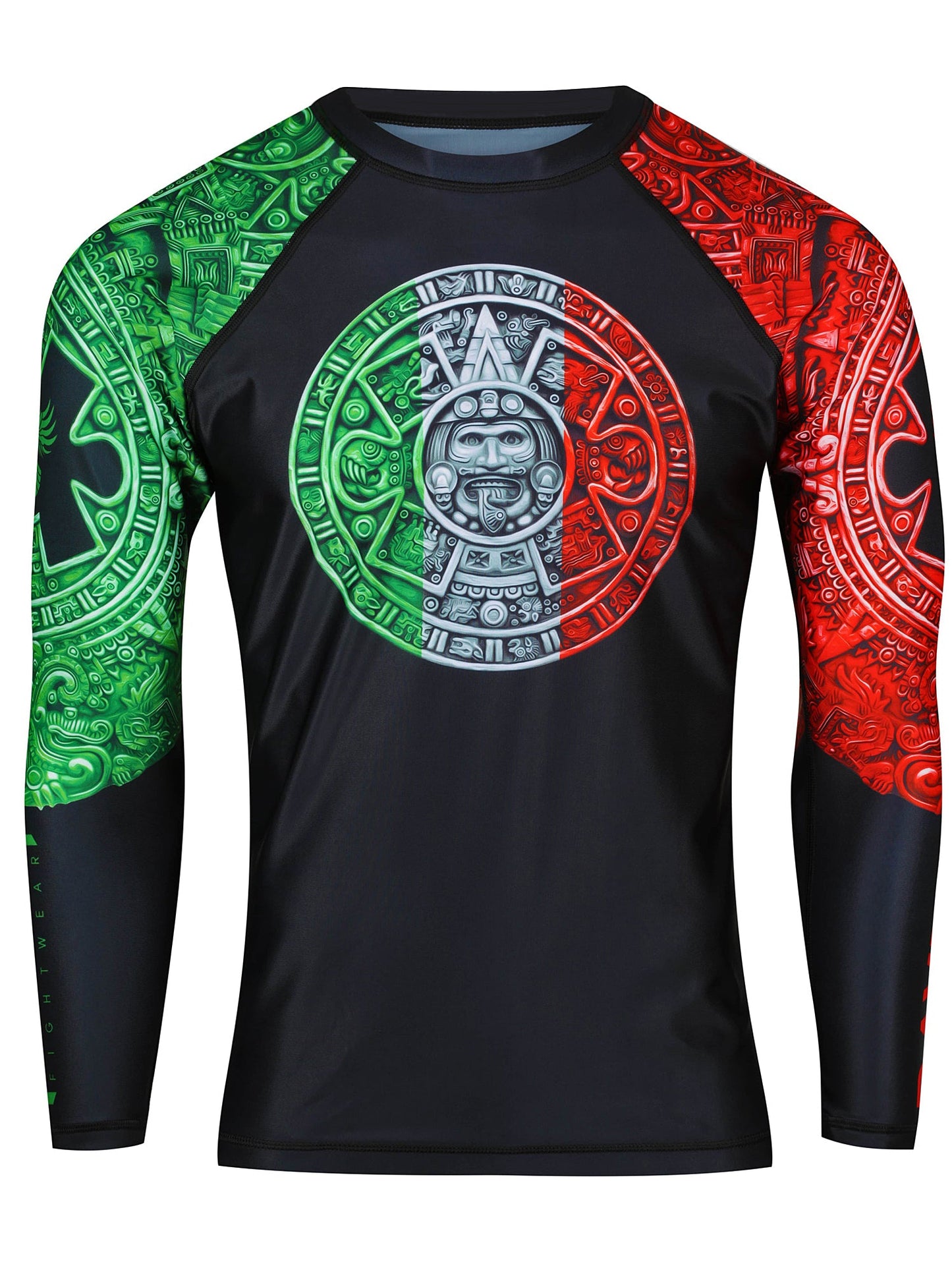 Raven Fightwear Men's Aztec BJJ Rash Guard MMA Red/White/Green
