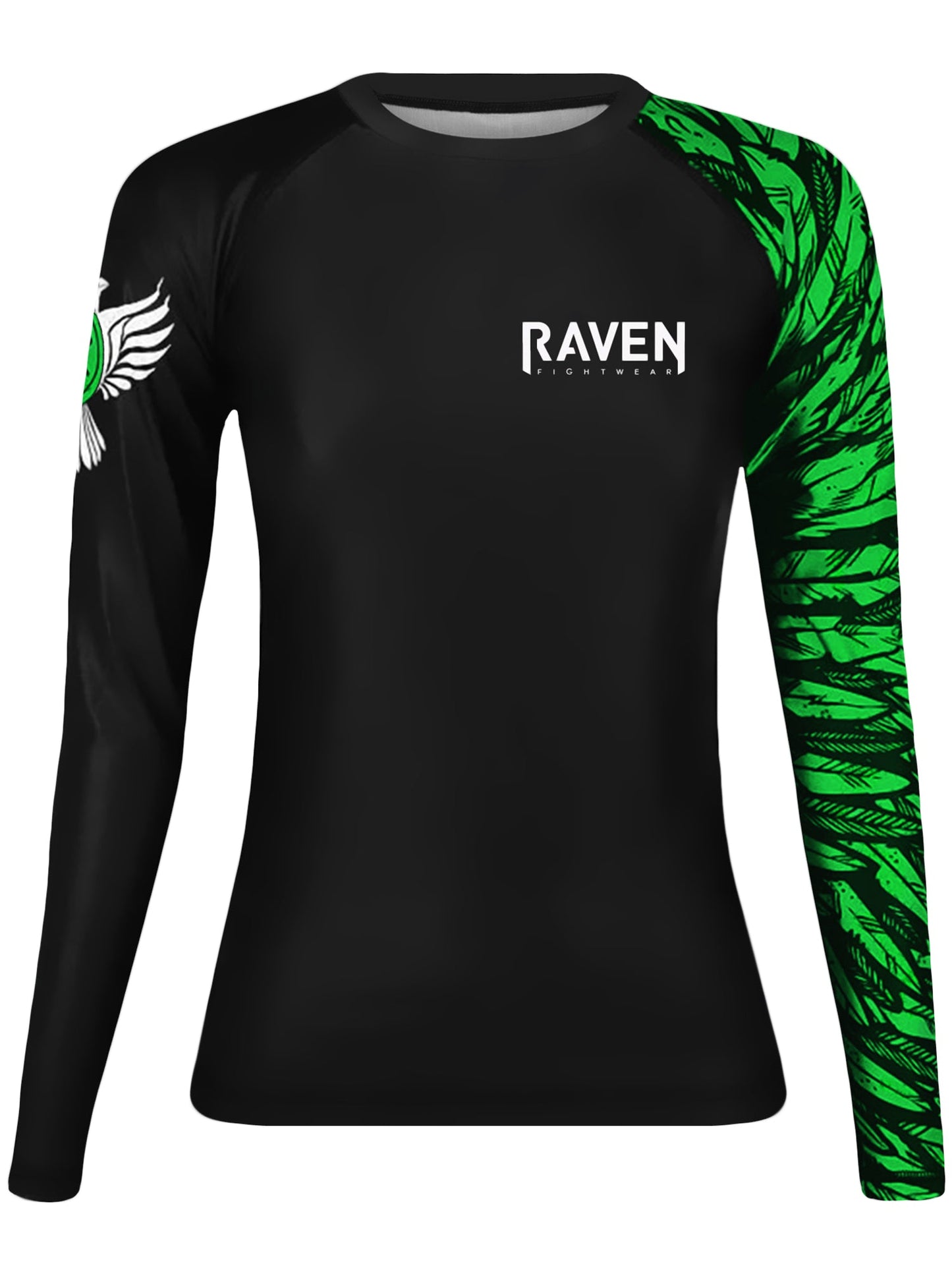 Raven Fightwear Women's Aerial Assault BJJ Rash Guard MMA Black/Green