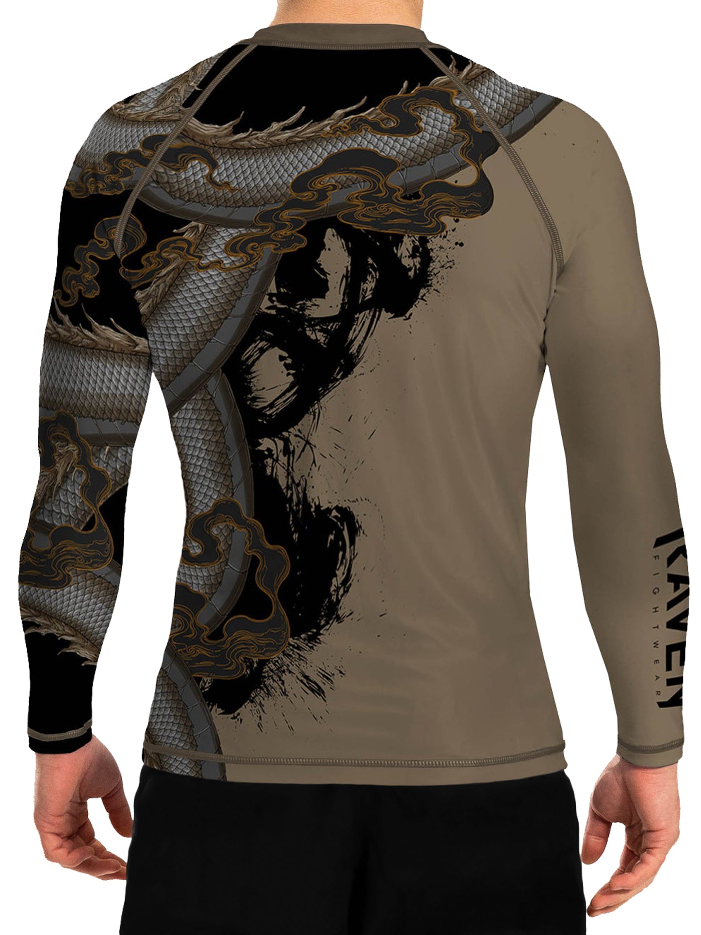 Raven Fightwear Men's Year of the Dragon Rash Guard BJJ MMA Brown
