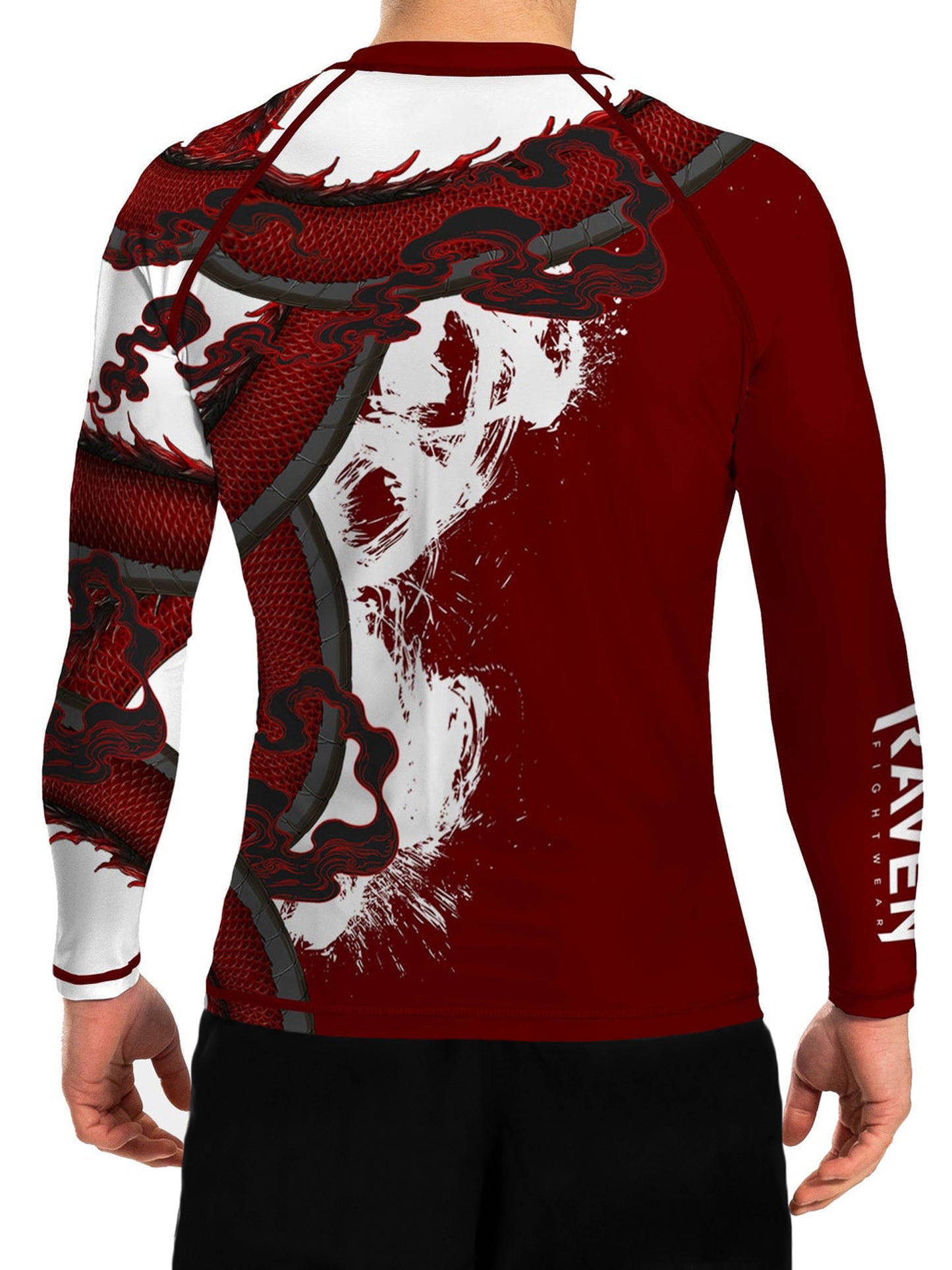 Raven Fightwear Men's Year of the Dragon Rash Guard BJJ MMA Red