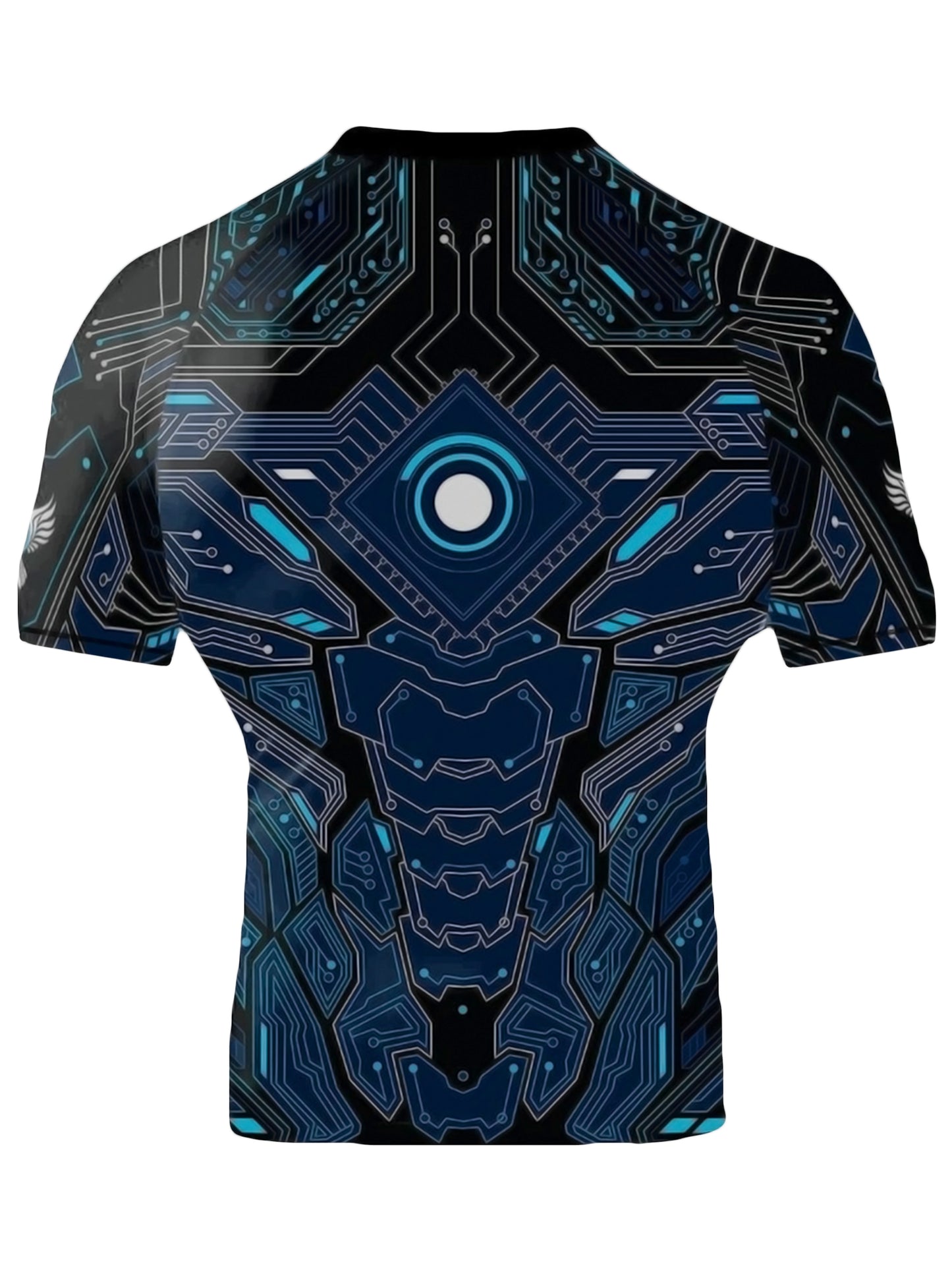 Raven Fightwear Men's Cybernetic Rash Guard Short Sleeve BJJ MMA Blue