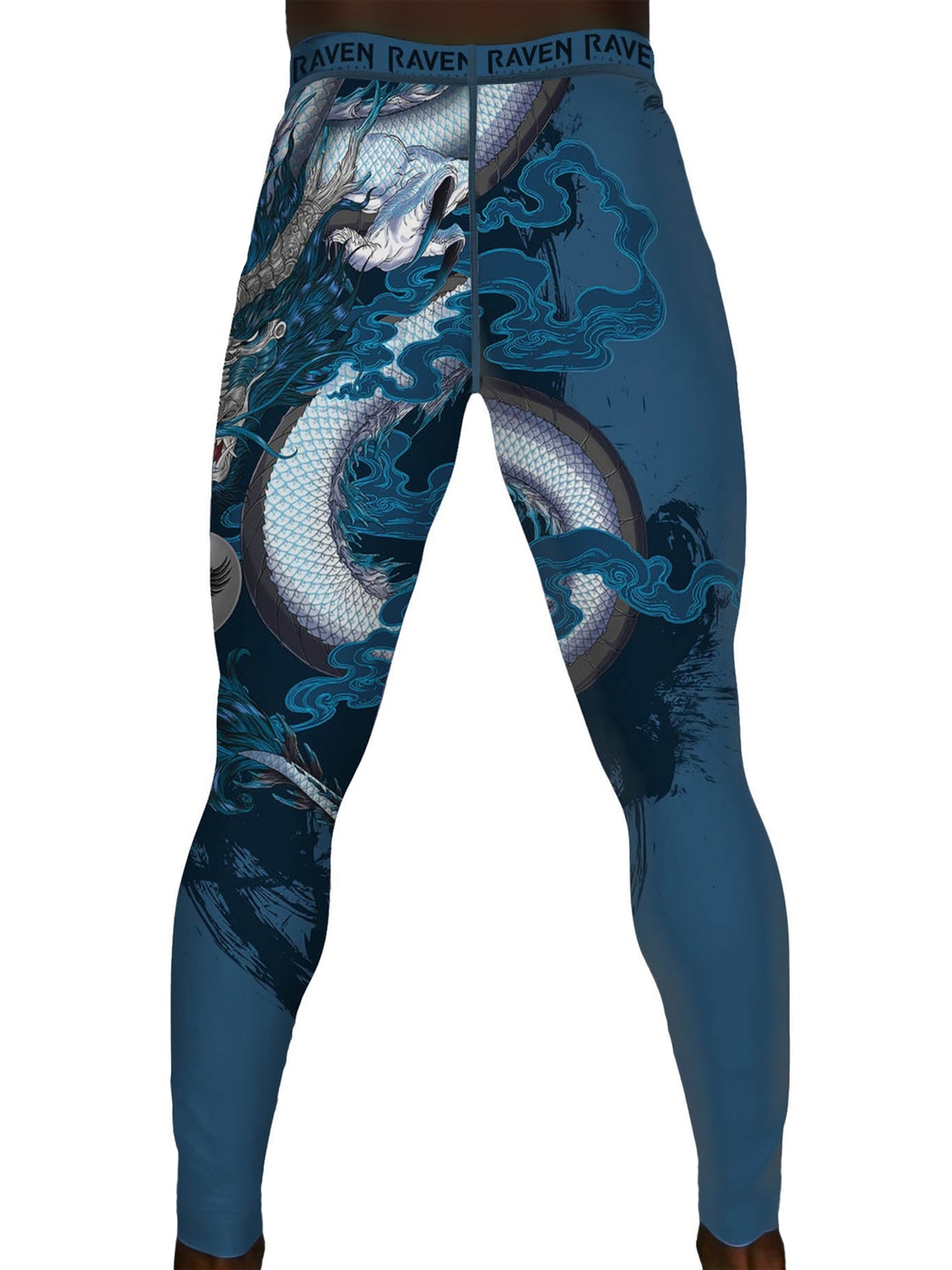 Raven Fightwear Men's Year of the Dragon Spats Tights BJJ MMA Blue