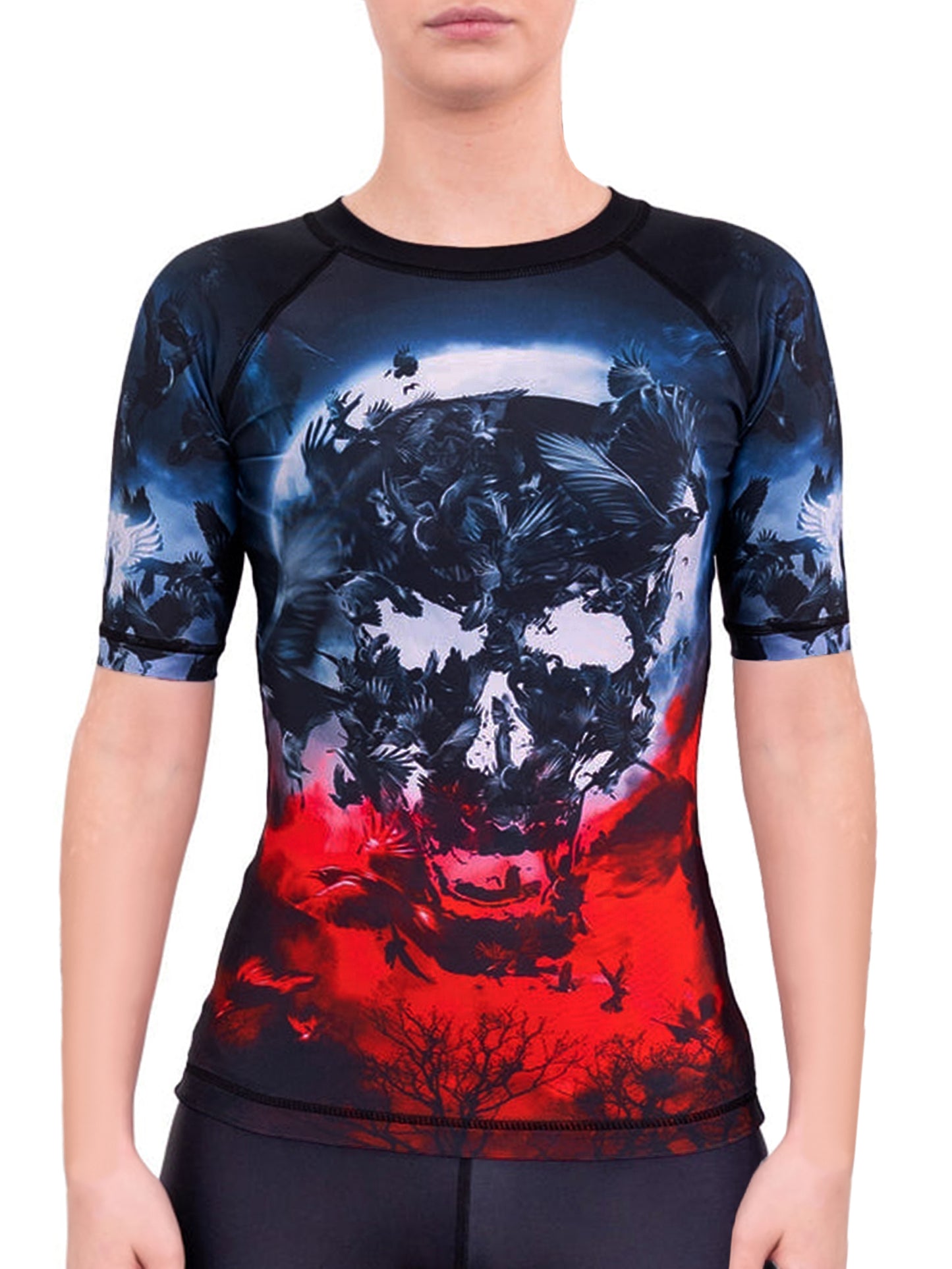 Raven Fightwear Women's Unkindness Rash Guard Short Sleeve BJJ MMA Black