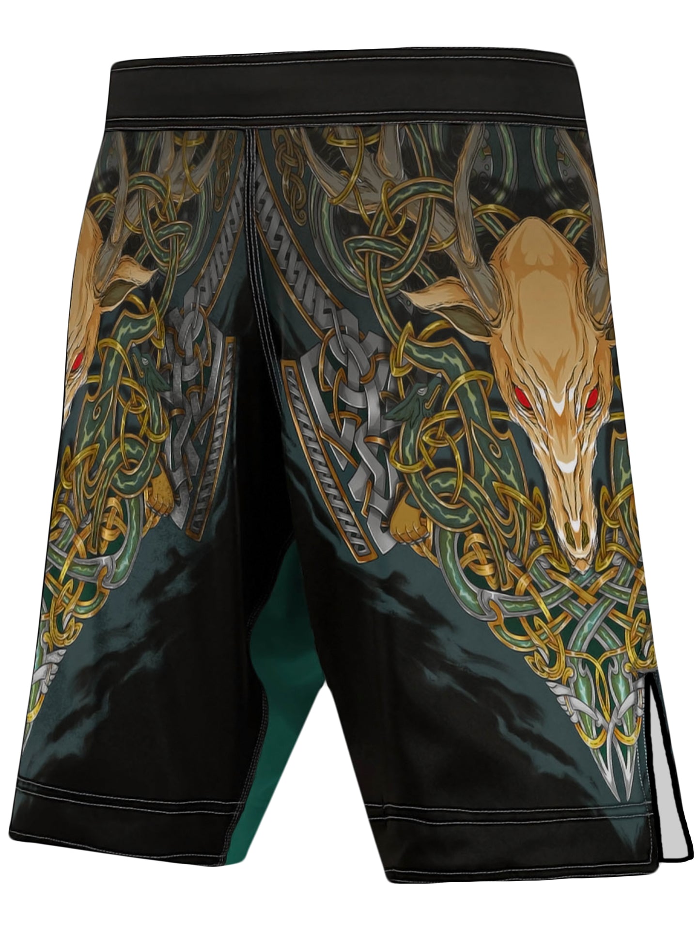 Raven Fightwear Men's Celtic MMA Shorts BJJ Black/Green