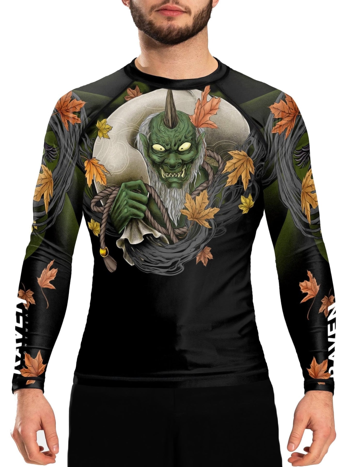 Raven Fightwear Men's Fujin The God of Wind Rash Guard BJJ MMA Black