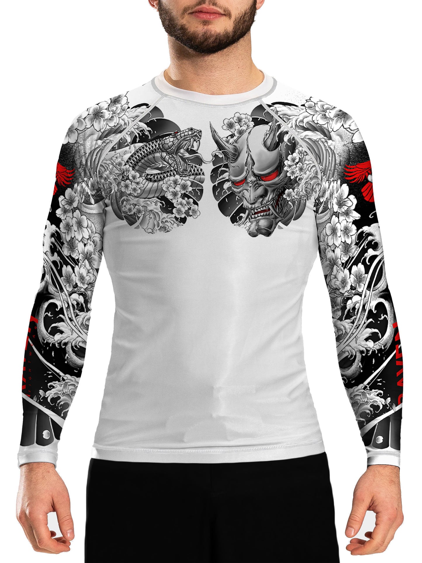 Raven Fightwear Men's Irezumi 3.0 BJJ Rash Guard MMA White