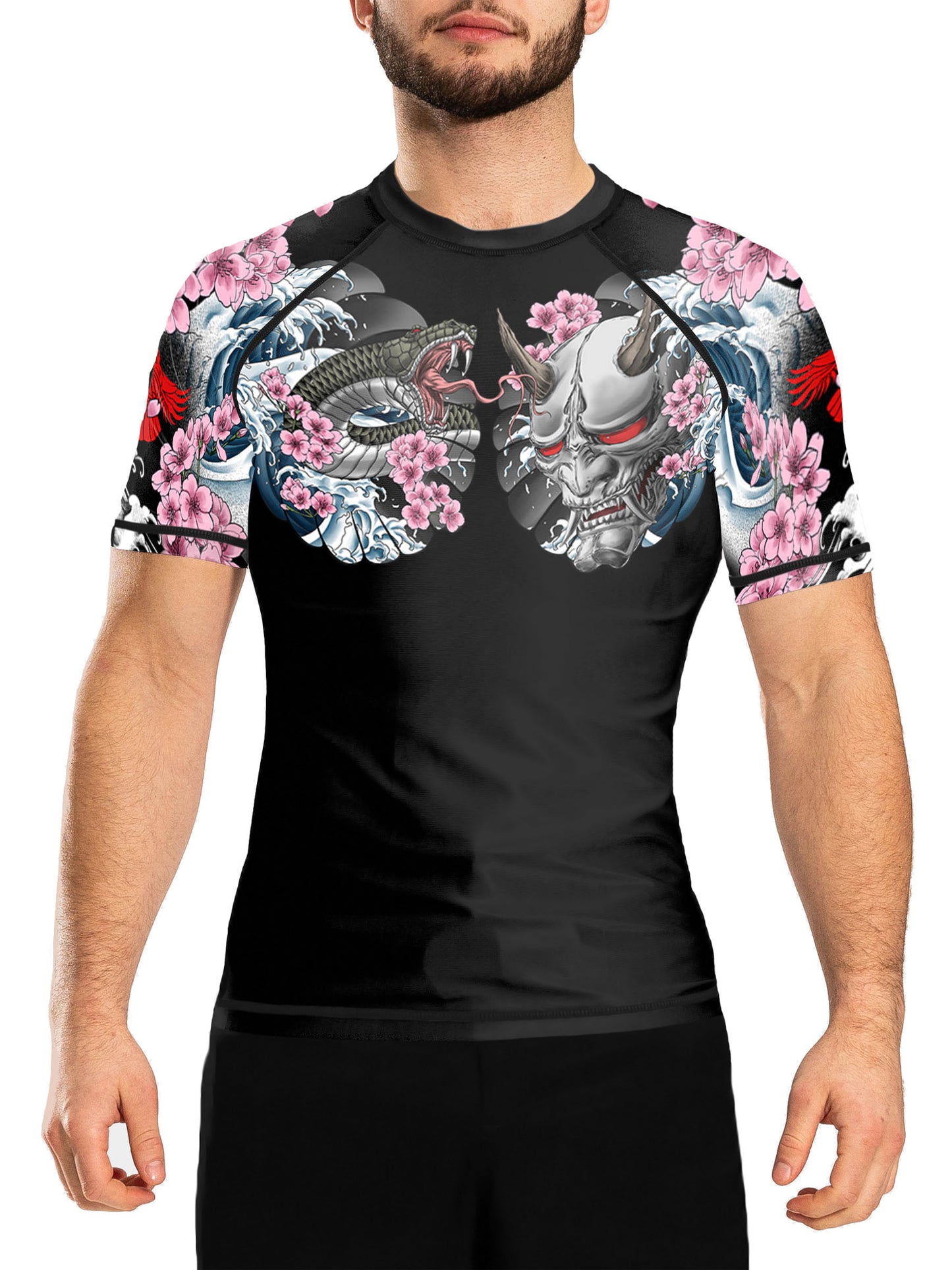 Raven Fightwear Men's Irezumi 3.0 BJJ Rash Guard Short Sleeve MMA Black