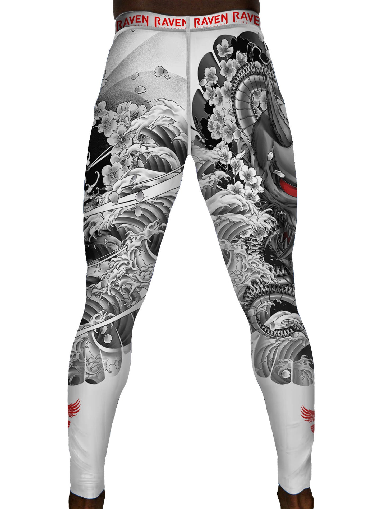 Raven Fightwear Men's Irezumi 3.0 Spats Tights BJJ MMA White
