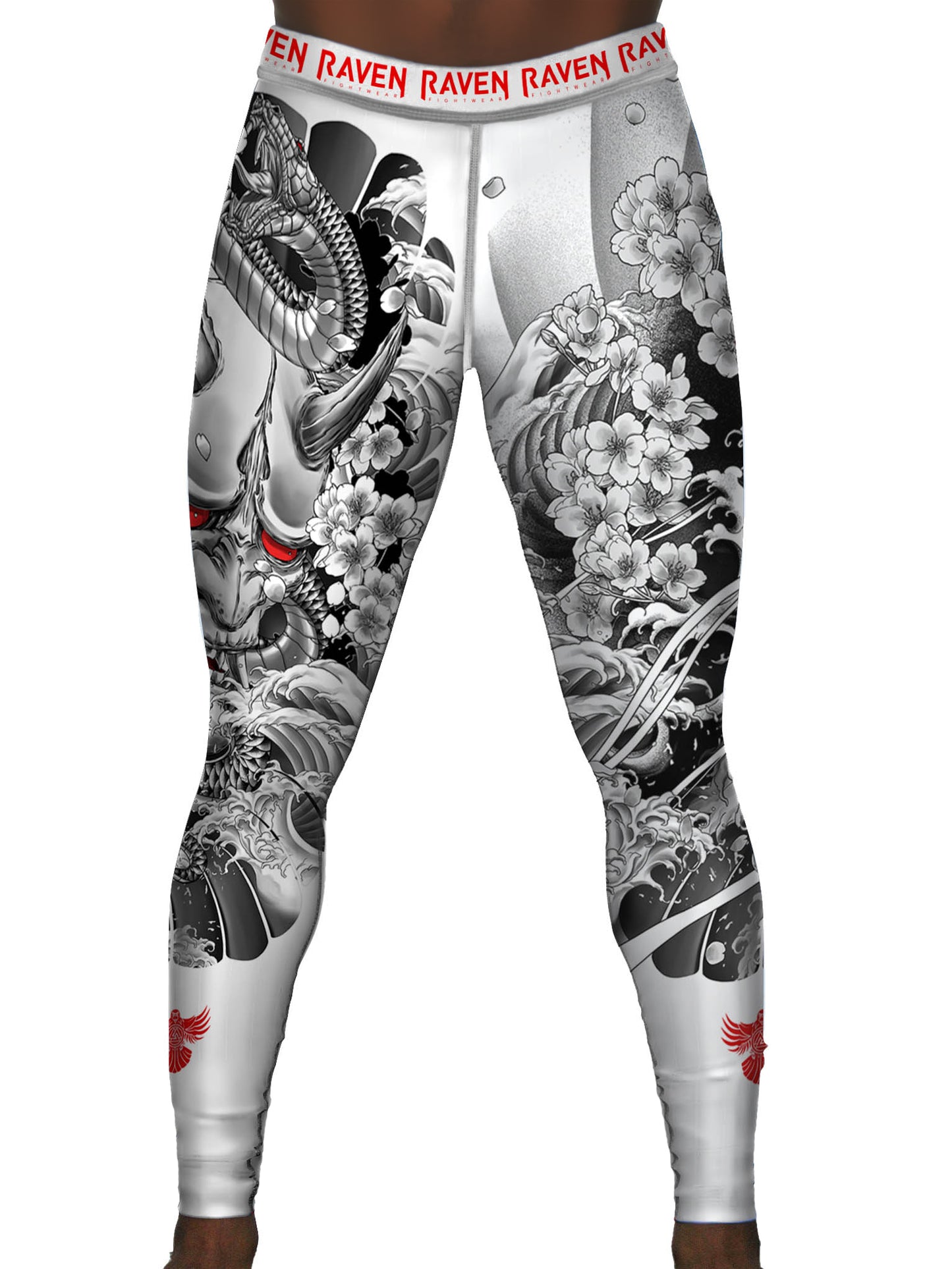 Raven Fightwear Men's Irezumi 3.0 Spats Tights BJJ MMA White