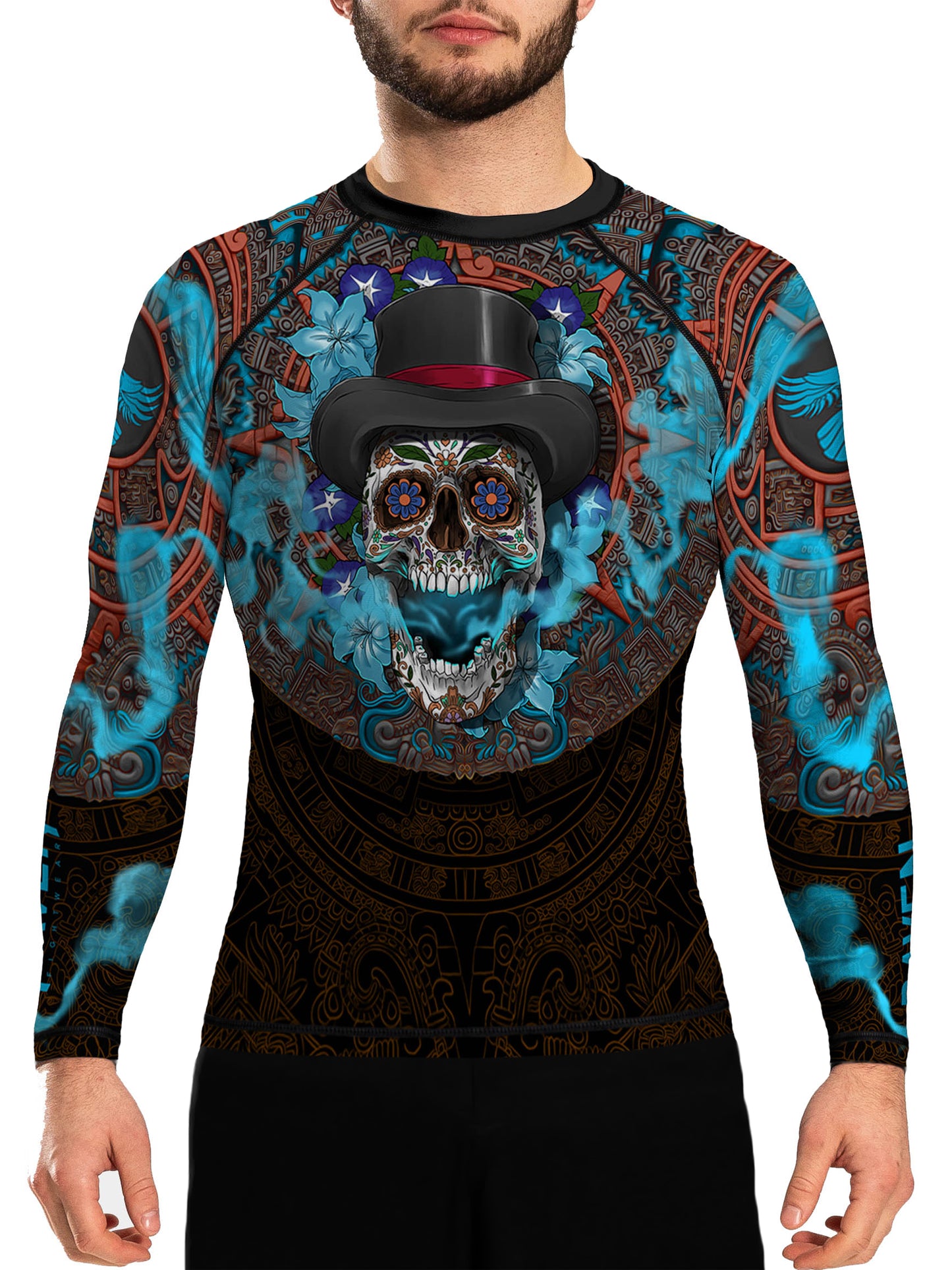 Raven Fightwear Men's El Catrin de los Muertos BJJ Rash Guard MMA Black