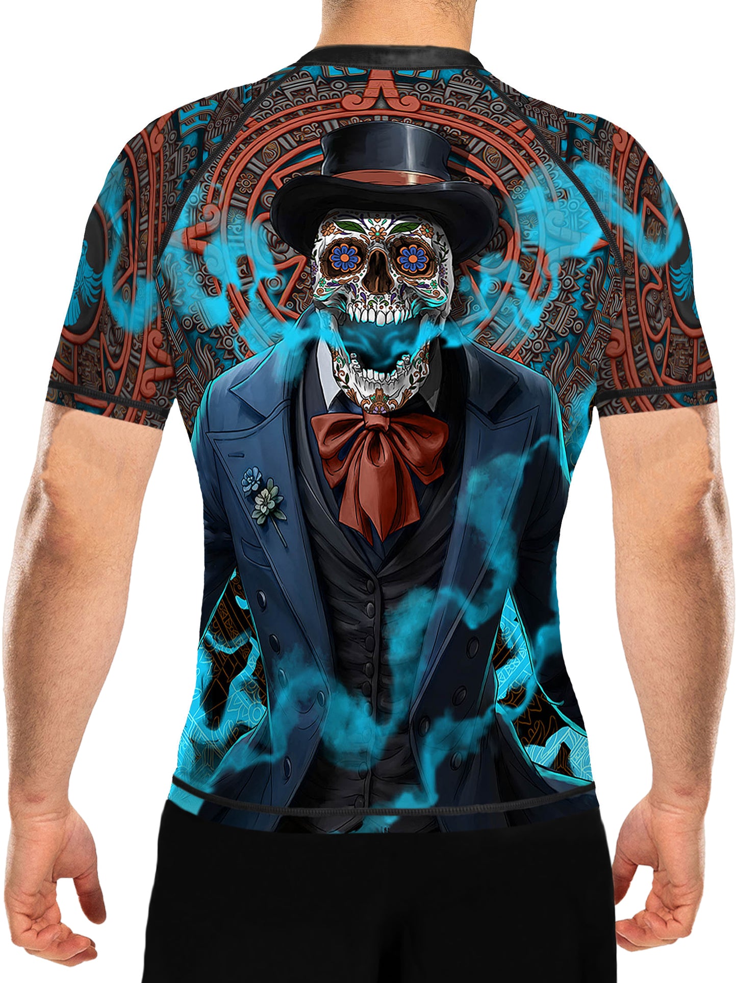 Raven Fightwear Men's El Catrin de los Muertos BJJ Rash Guard Short Sleeve MMA Black