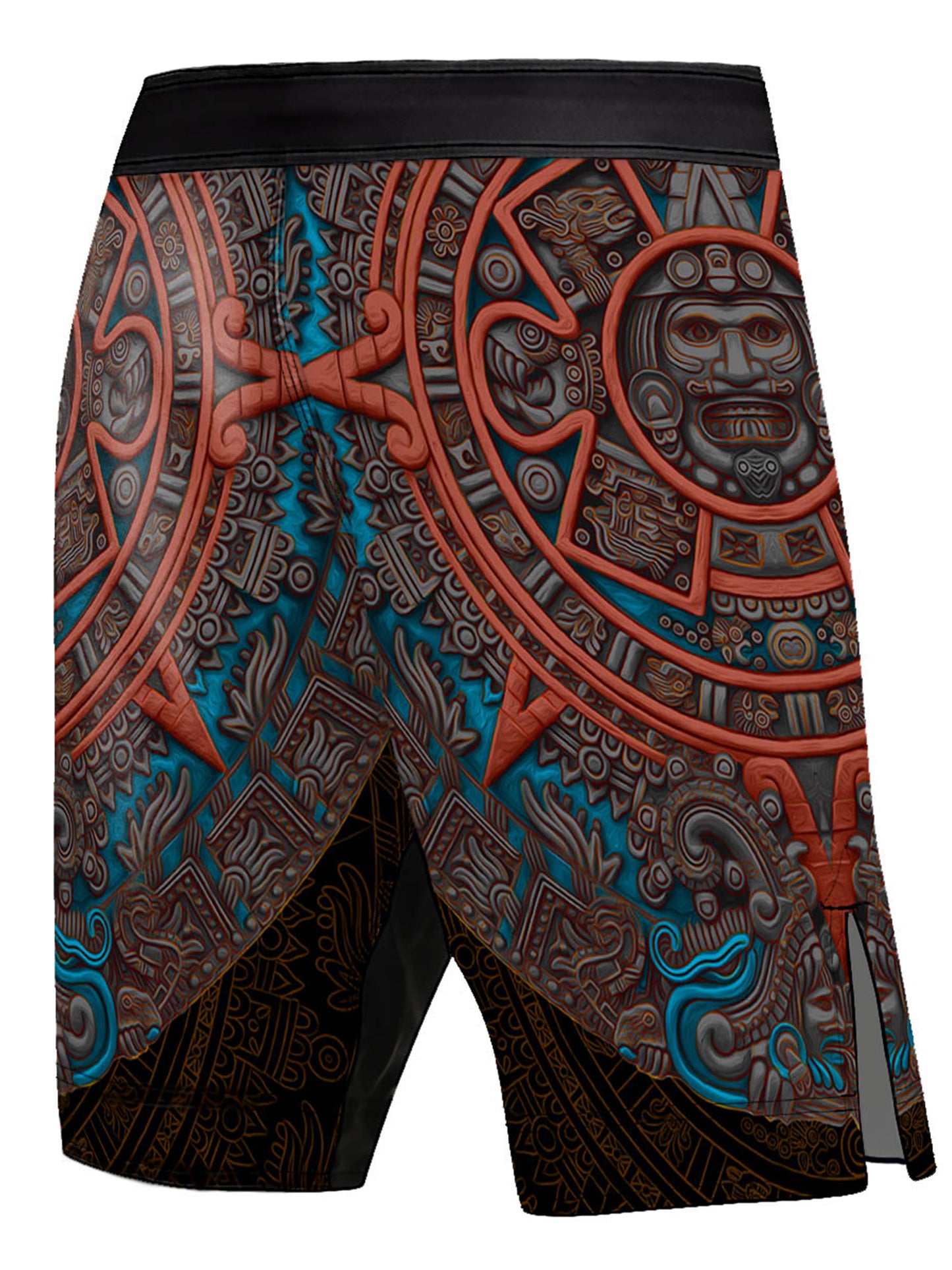 Raven Fightwear Men's Mexica Aztec Calendar MMA Shorts BJJ Black