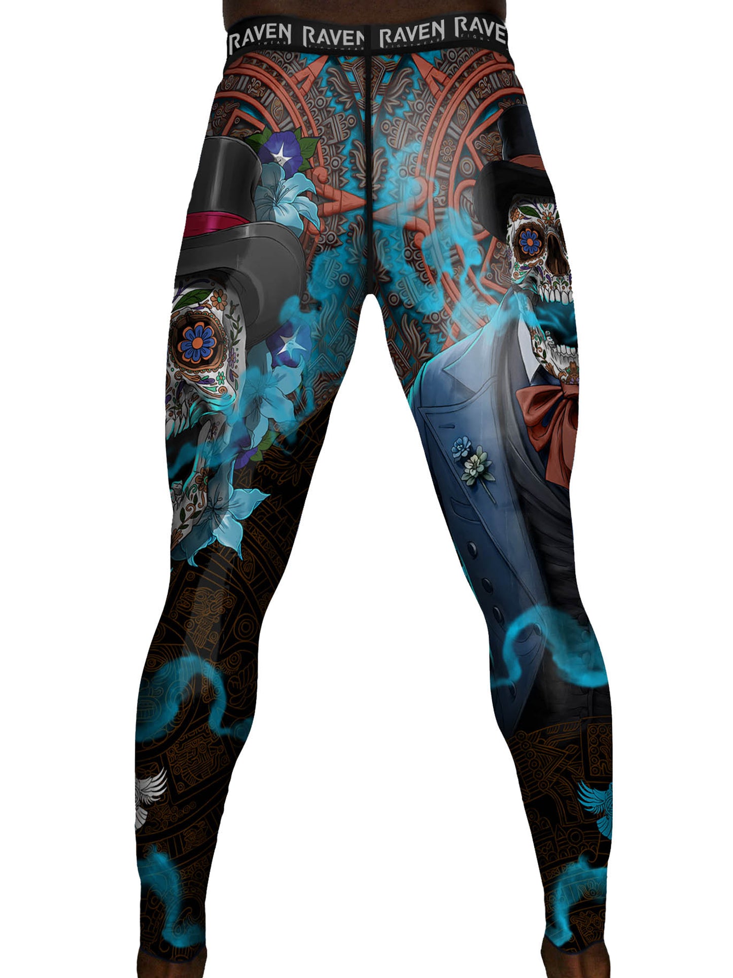 Raven Fightwear Men's El Catrin de los Muertos Spats Tights BJJ MMA Black