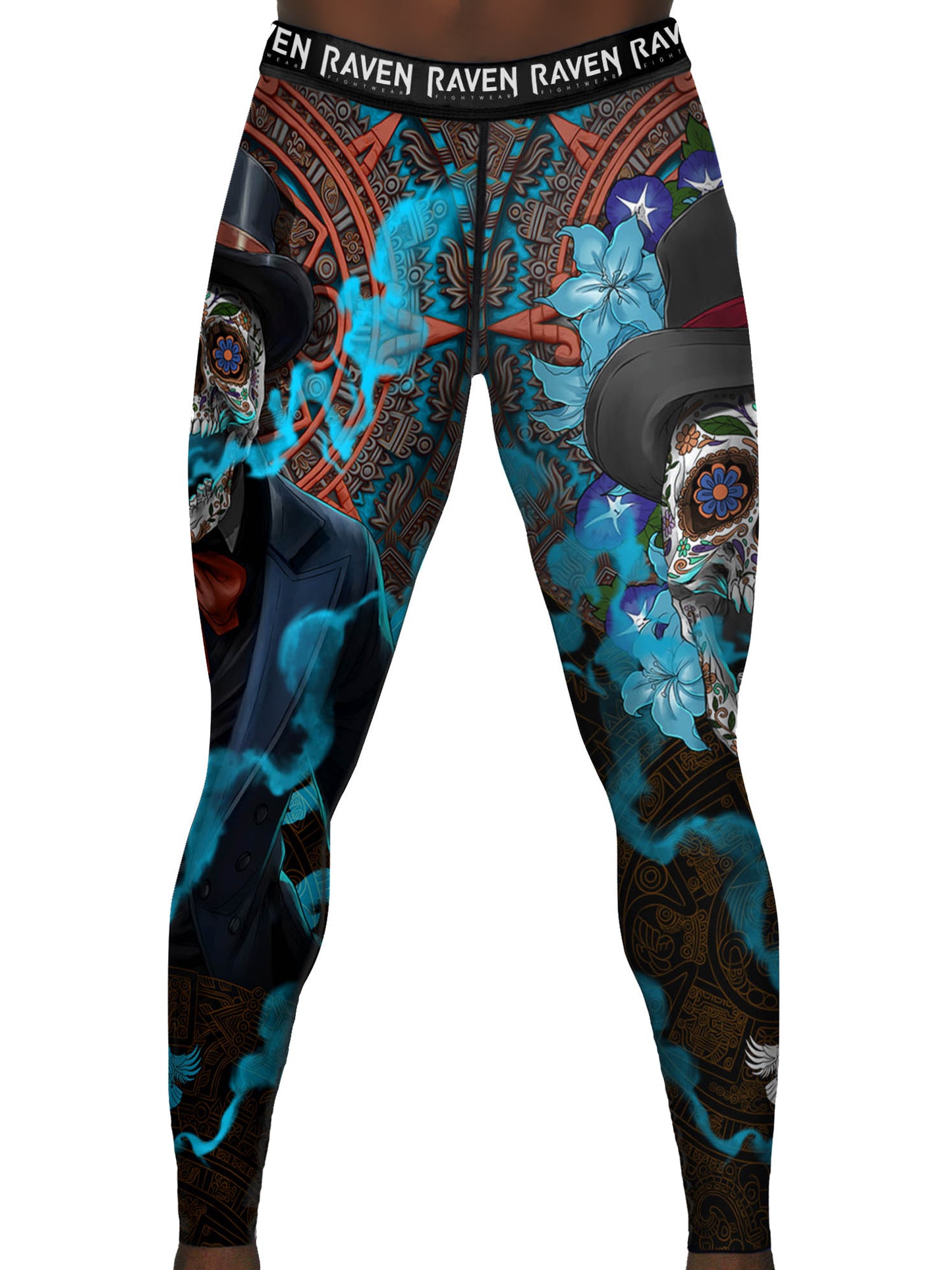 Raven Fightwear Men's El Catrin de los Muertos Spats Tights BJJ MMA Black