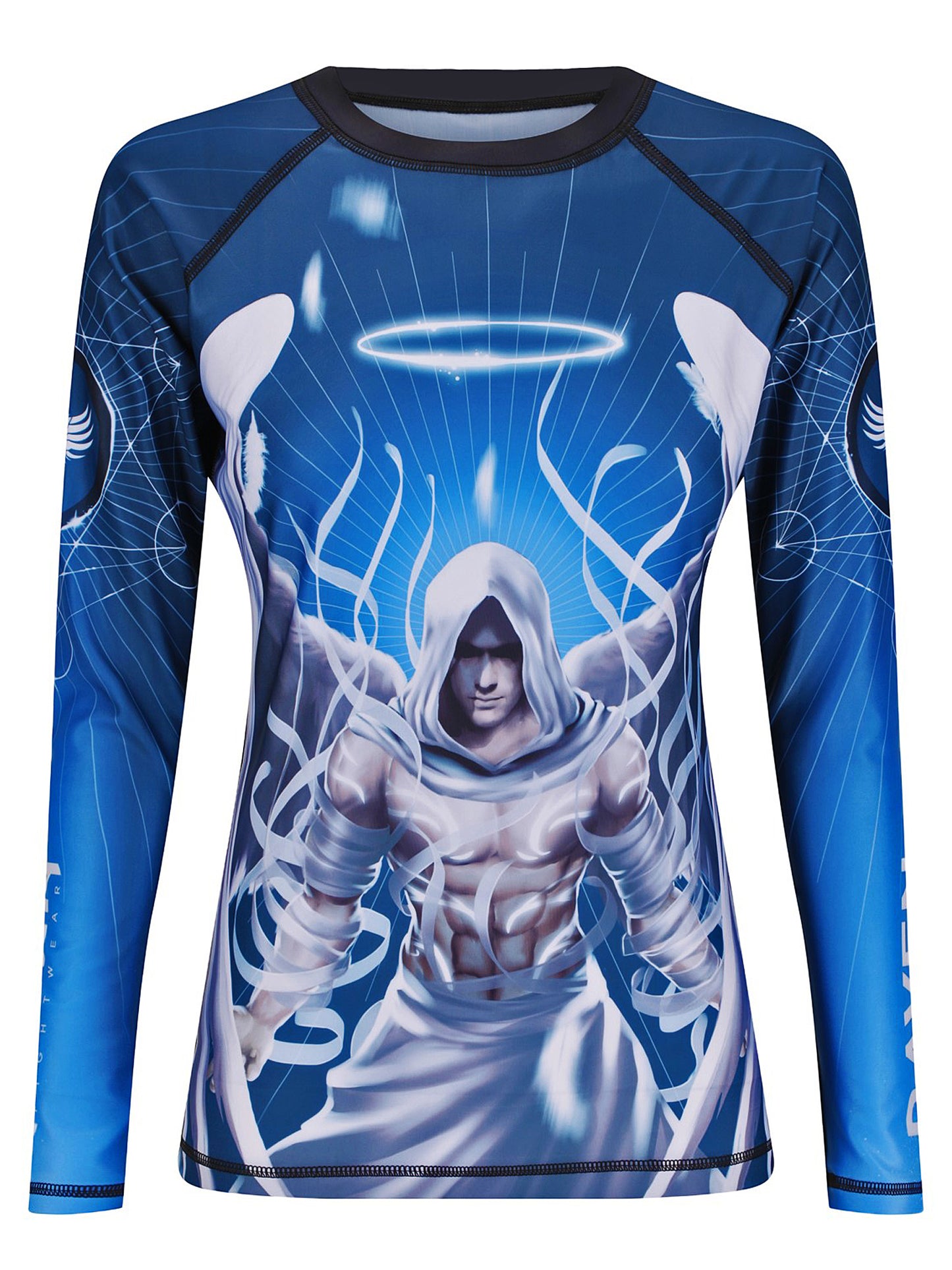 Raven Fightwear Women's Archangel Michael BJJ Rash Guard MMA Blue