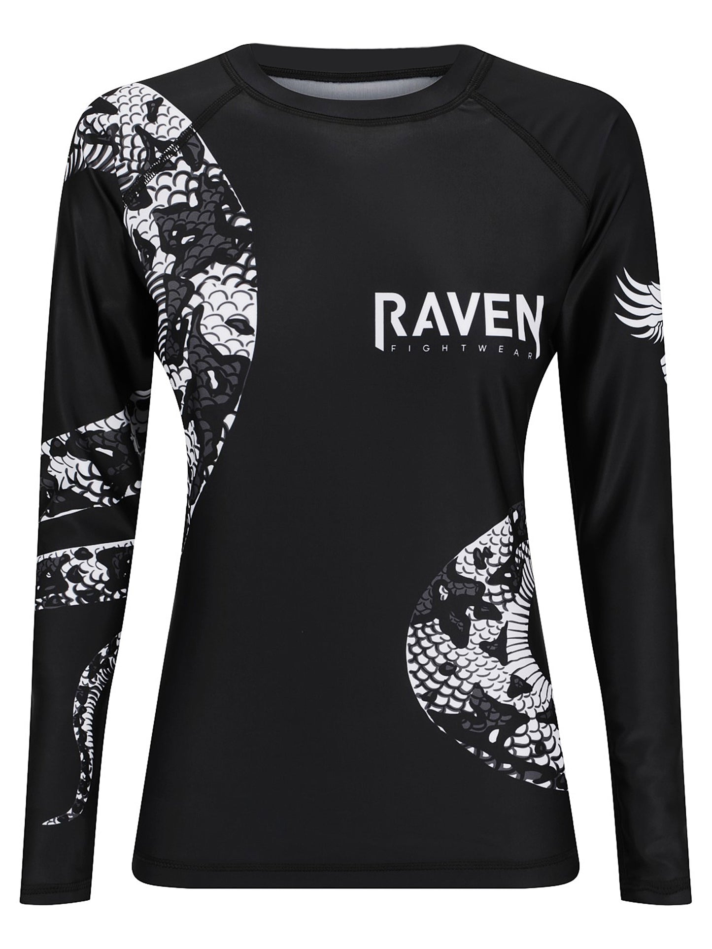 Raven Fightwear Women's Constrictor Snake BJJ Rash Guard MMA Black/White