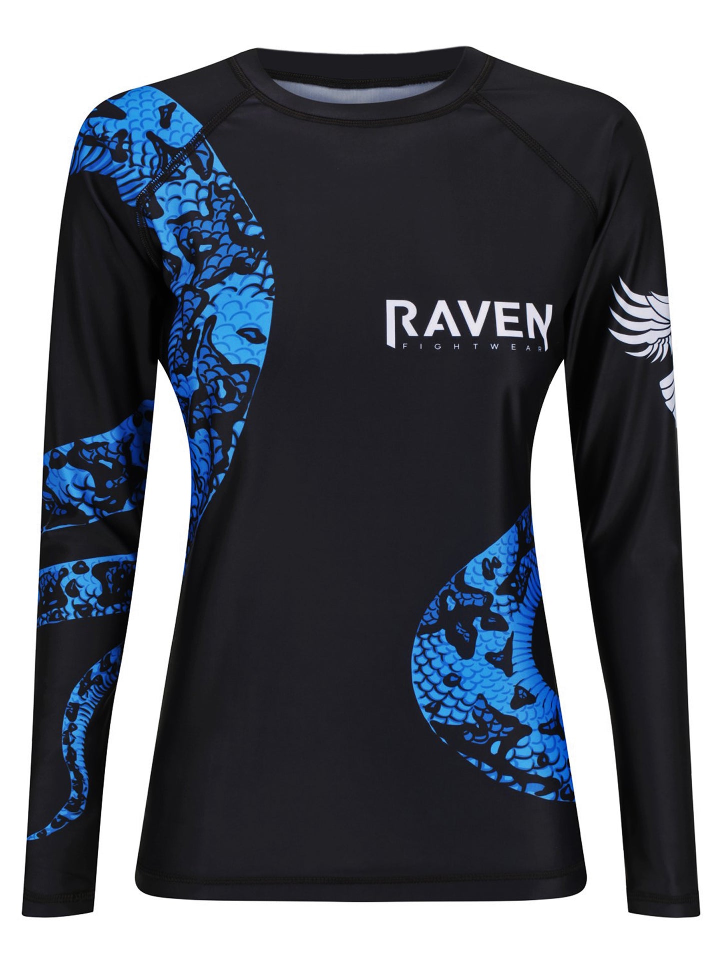 Raven Fightwear Women's Constrictor Snake BJJ Rash Guard MMA Black/Blue