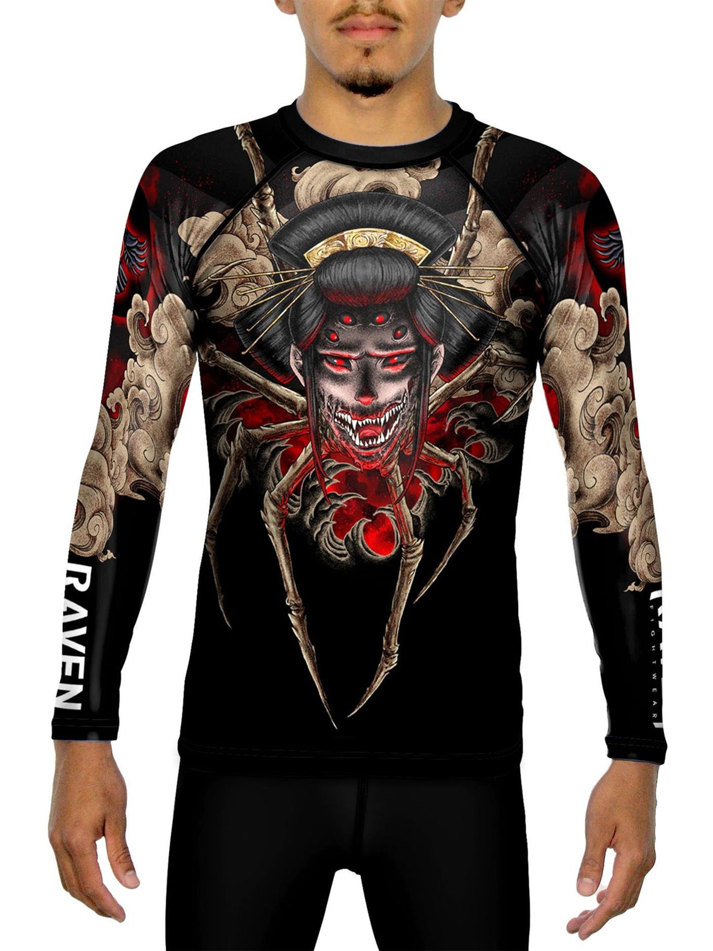 Raven Fightwear Men's Jorogumo Spider Rash Guard BJJ MMA Black
