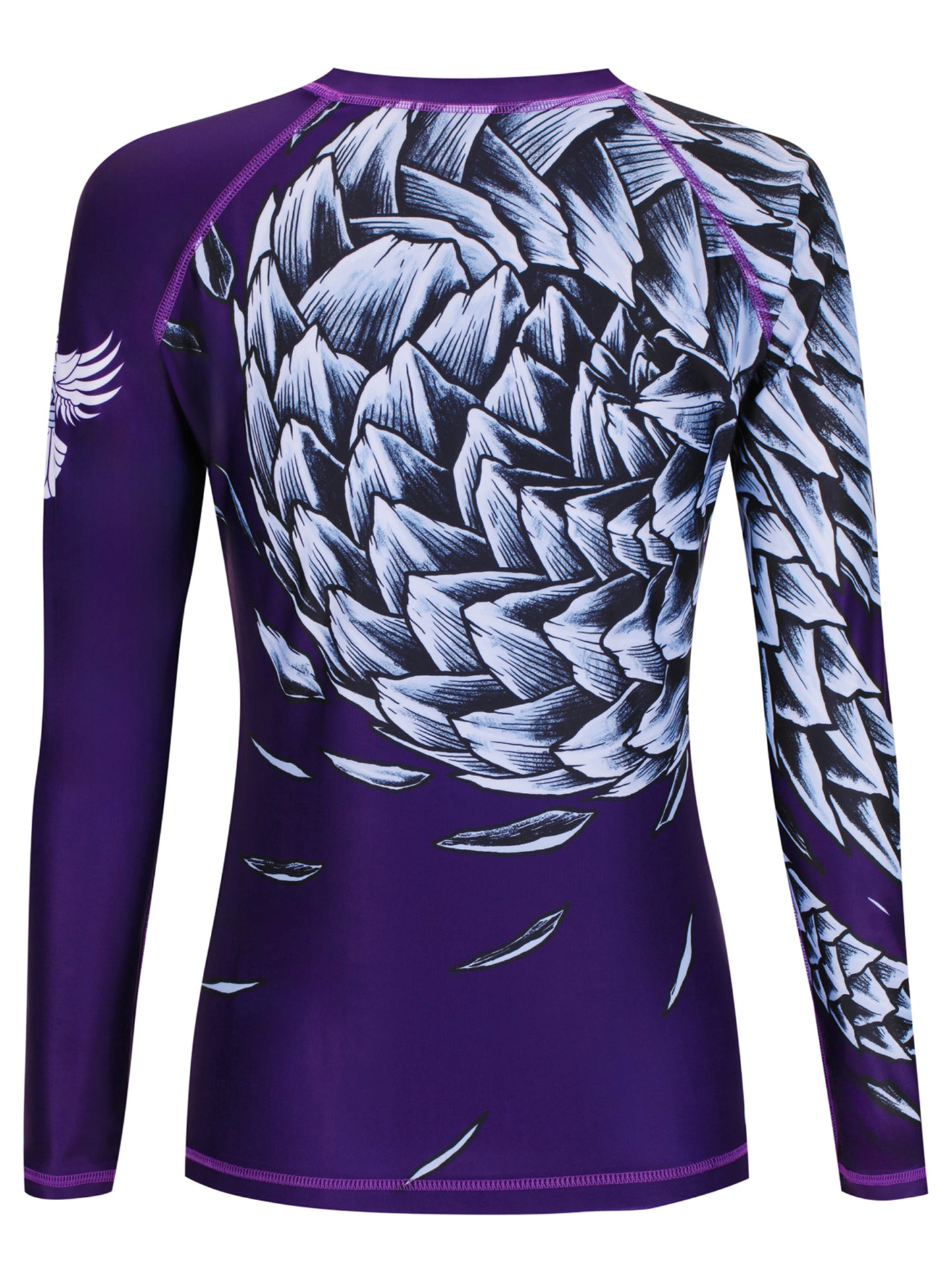 Raven Fightwear Women's Power Pangolin BJJ Rash Guard MMA Purple/White