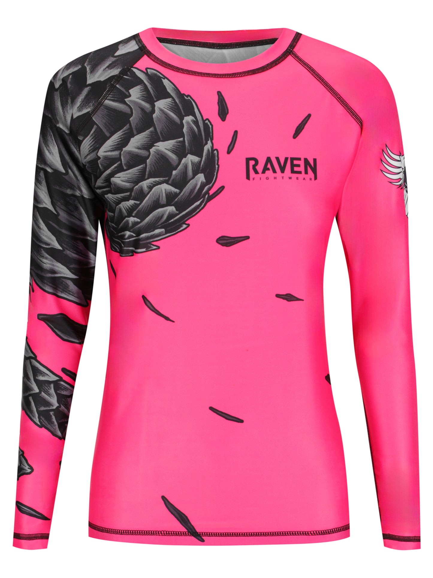 Raven Fightwear Women's Power Pangolin BJJ Rash Guard MMA Pink/Black