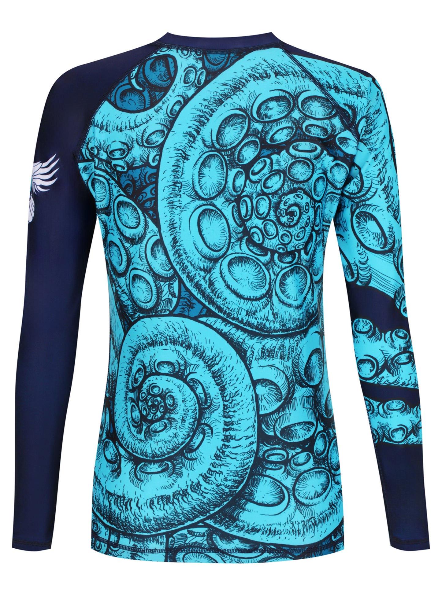 Raven Fightwear Women's Kraken Octopus BJJ Rash Guard MMA Navy Blue/Cyan