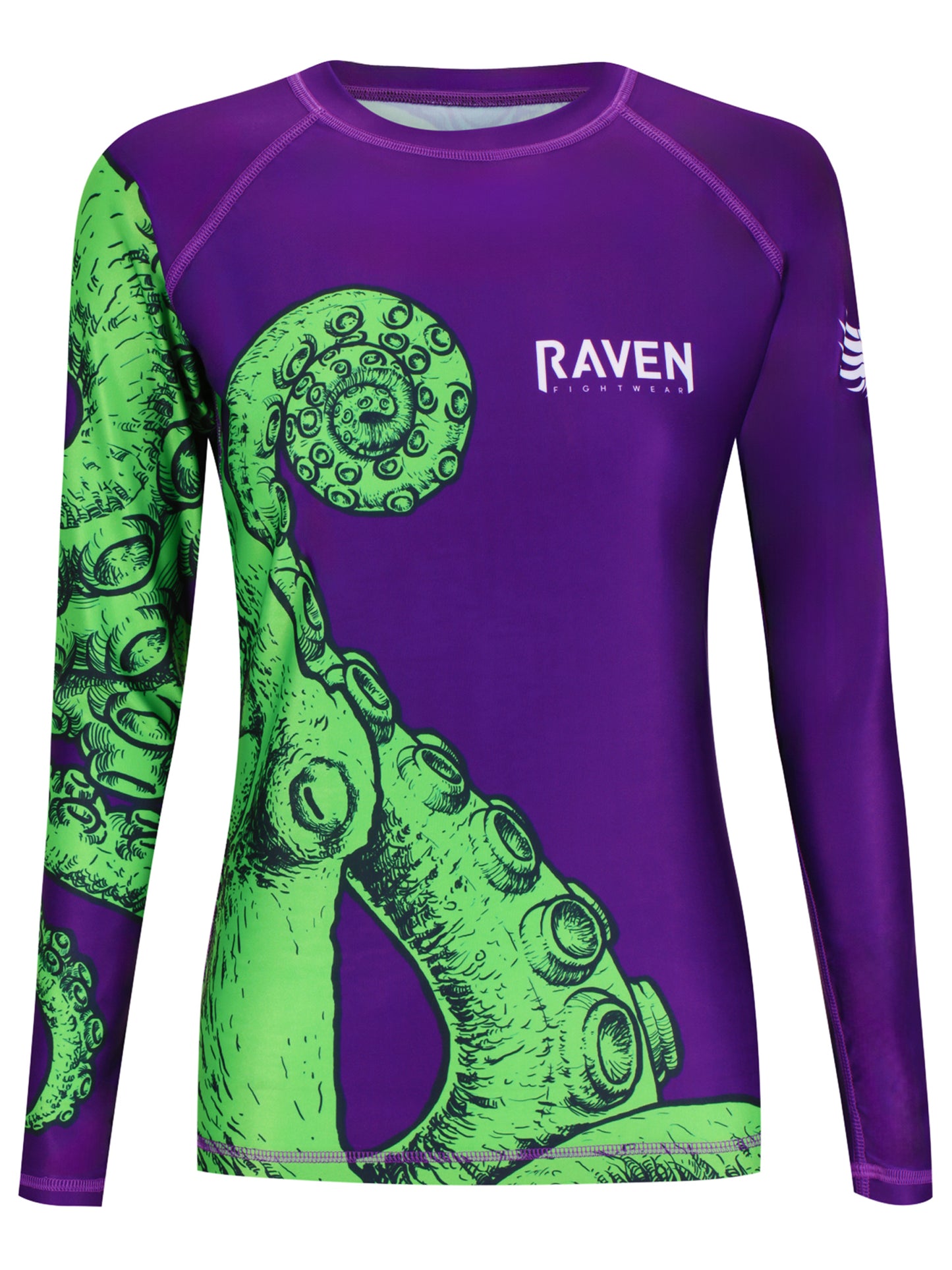 Raven Fightwear Women's Kraken Octopus BJJ Rash Guard MMA Purple/Green