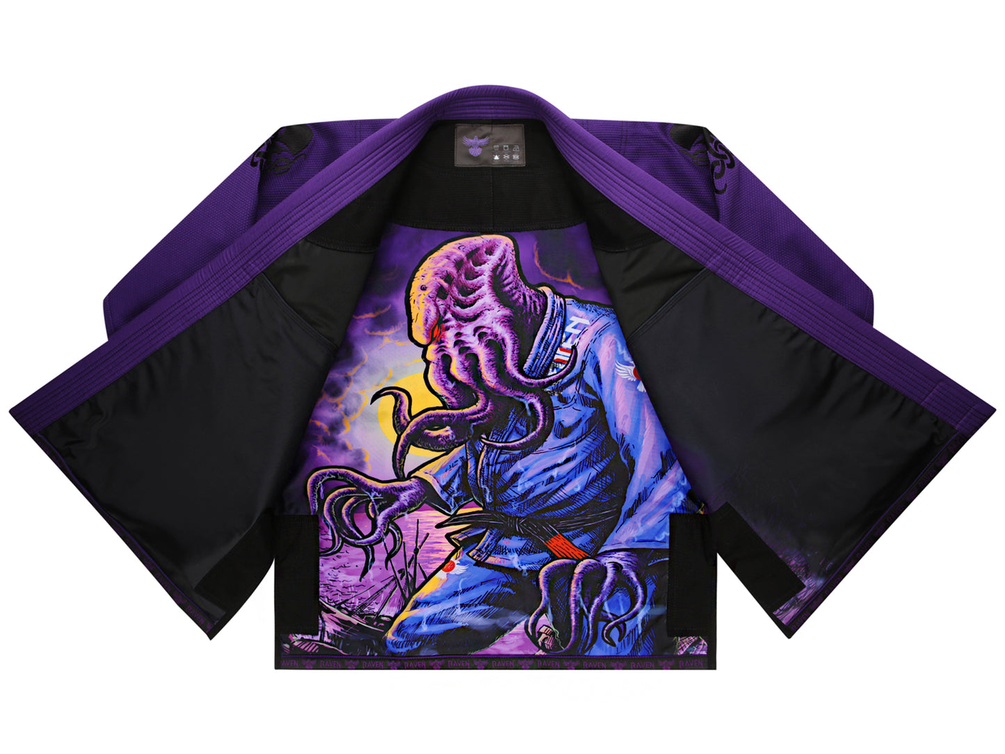 Raven Fightwear Men's BJJ Horror Cthulhu Jiu Jitsu Uniform Premium BJJ Gi Purple