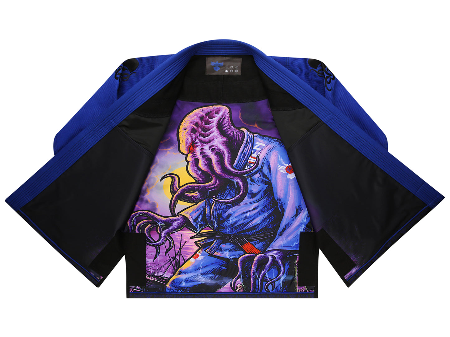 Raven Fightwear Men's BJJ Horror Cthulhu Jiu Jitsu Uniform Premium BJJ Gi Royal Blue