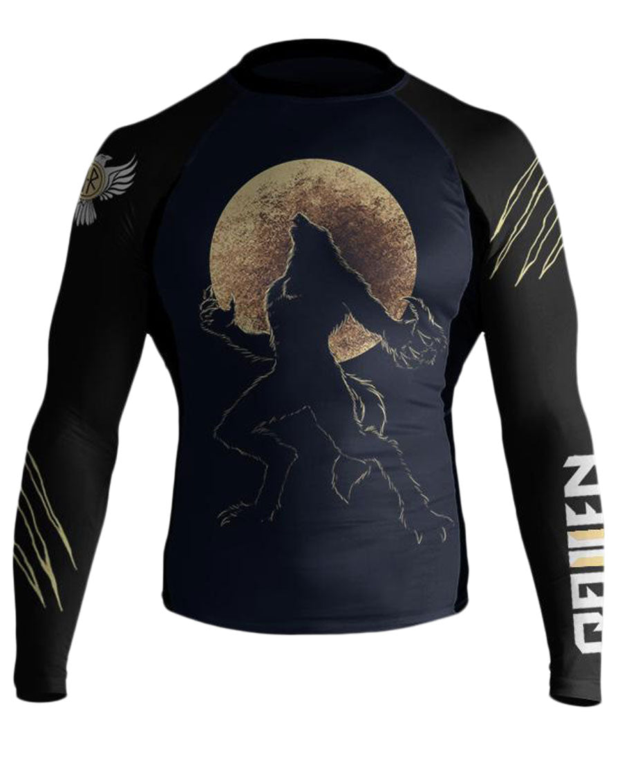 Raven Fightwear Men's BJJ Horror Werewolf Long Sleeve MMA Rash Guard