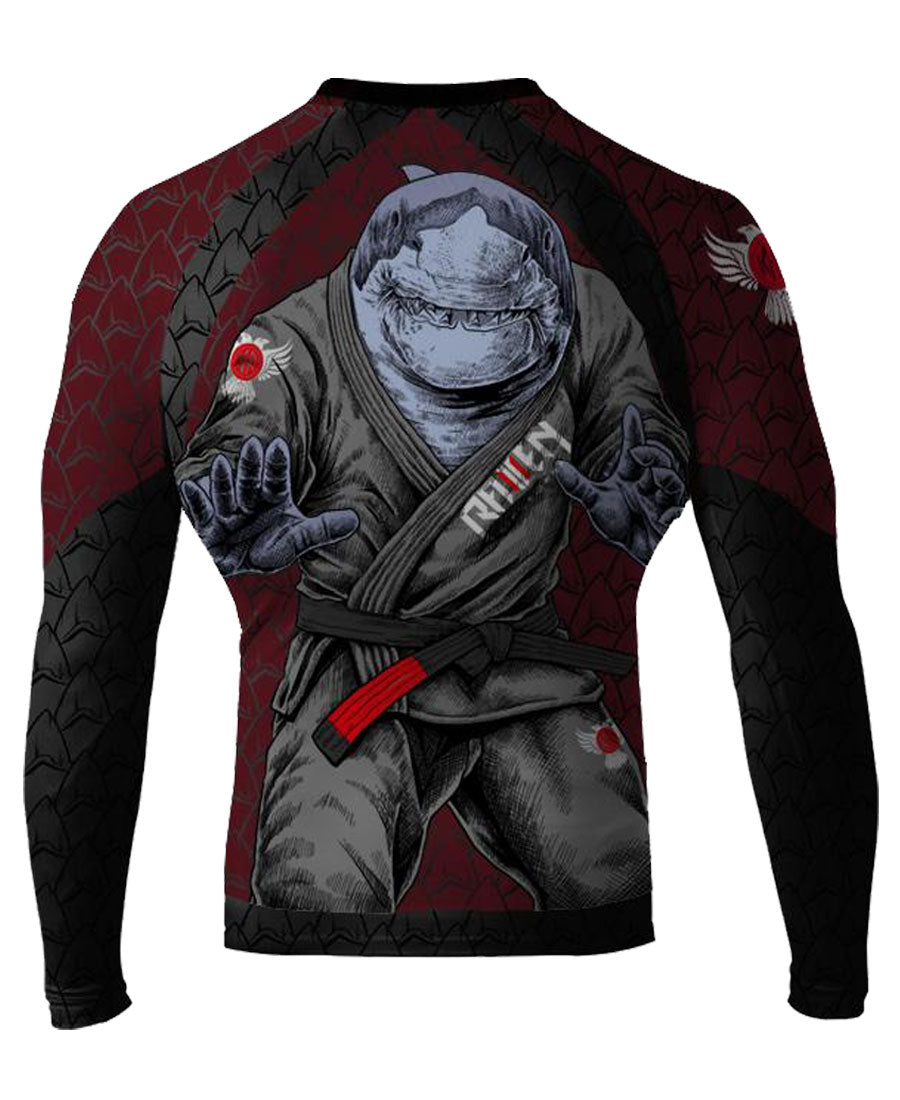 Raven Fightwear Men's Shark Attack MMA BJJ Long Sleeve Rash Guard