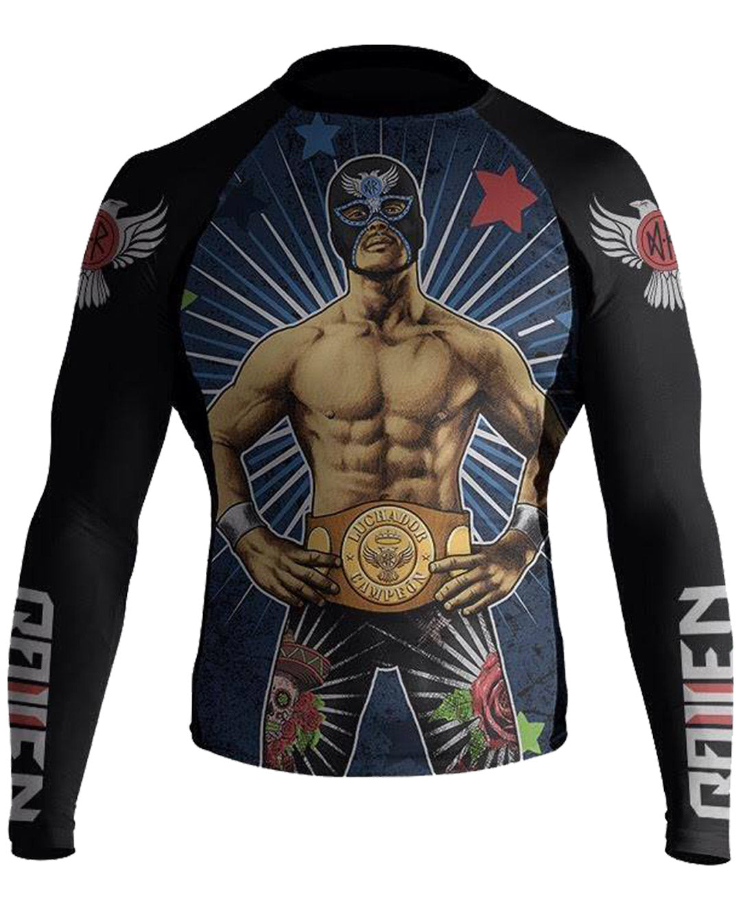 Raven Fightwear Men's Luchador El Cuervo MMA BJJ Rash Guard Black