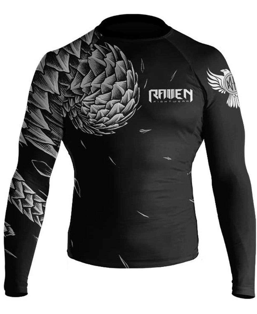 Raven Fightwear Men's Power Pangolin IBJJF Approved Rash Guard White