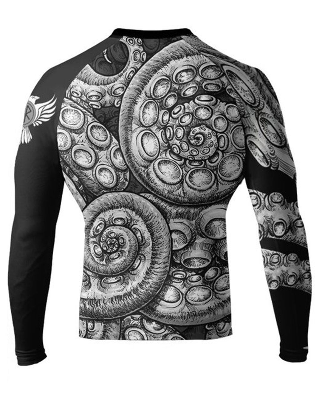 Raven Fightwear Men's Kraken Octopus IBJJF Approved Rash Guard White