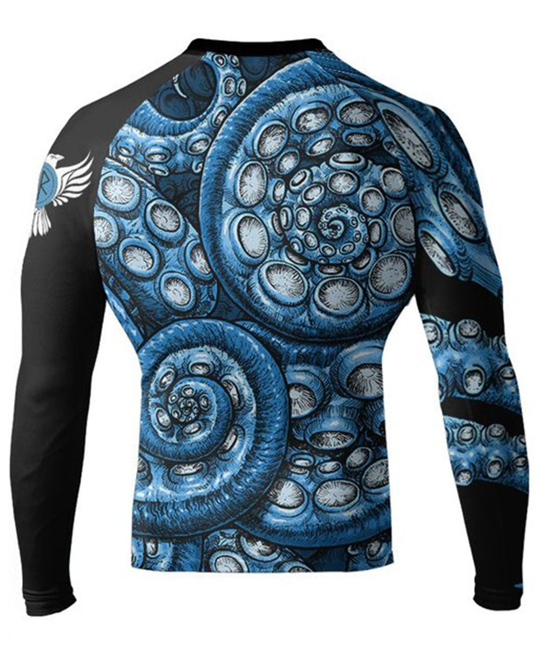 Raven Fightwear Men's Kraken Octopus IBJJF Approved Rash Guard Blue