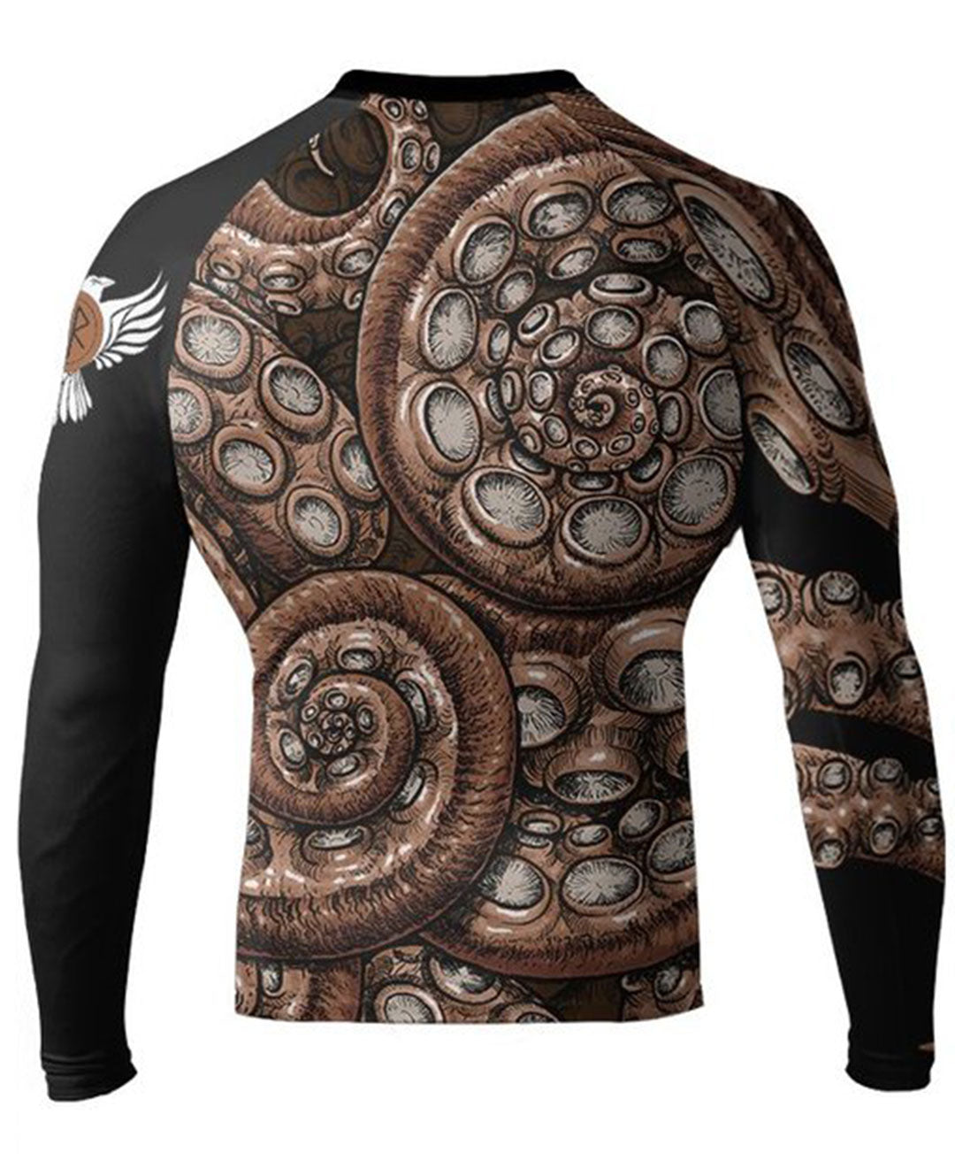 Raven Fightwear Men's Kraken Octopus IBJJF Approved Rash Guard Brown