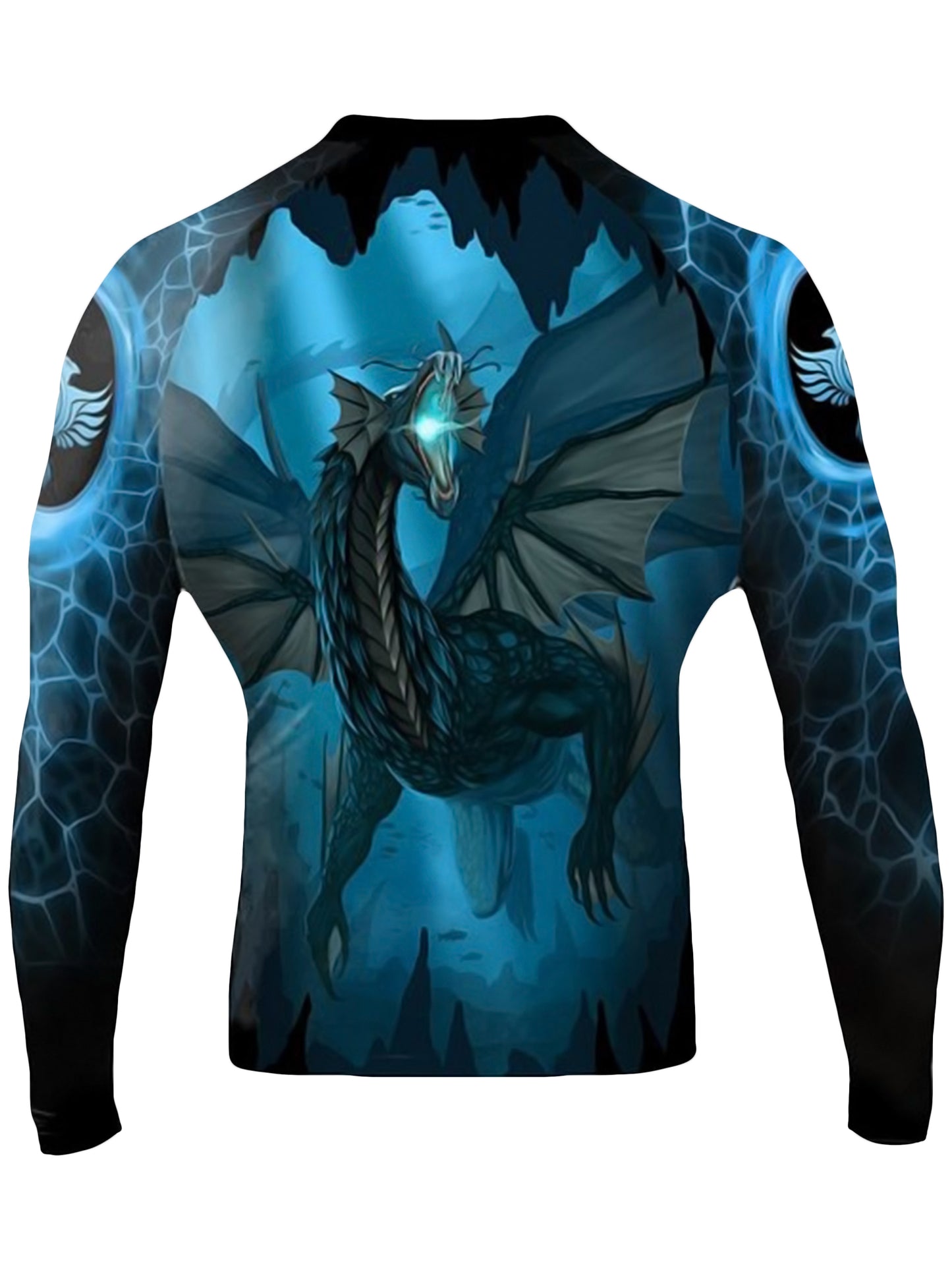 Raven Fightwear Men's Water Dragon BJJ Rash Guard MMA Black