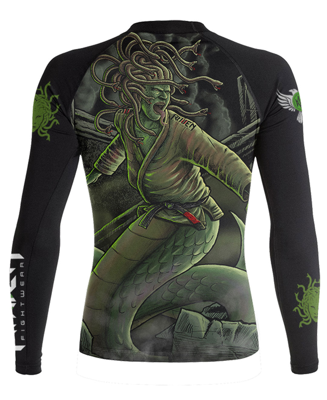 Raven Fightwear Women's Medusa Rash Guard MMA BJJ Black